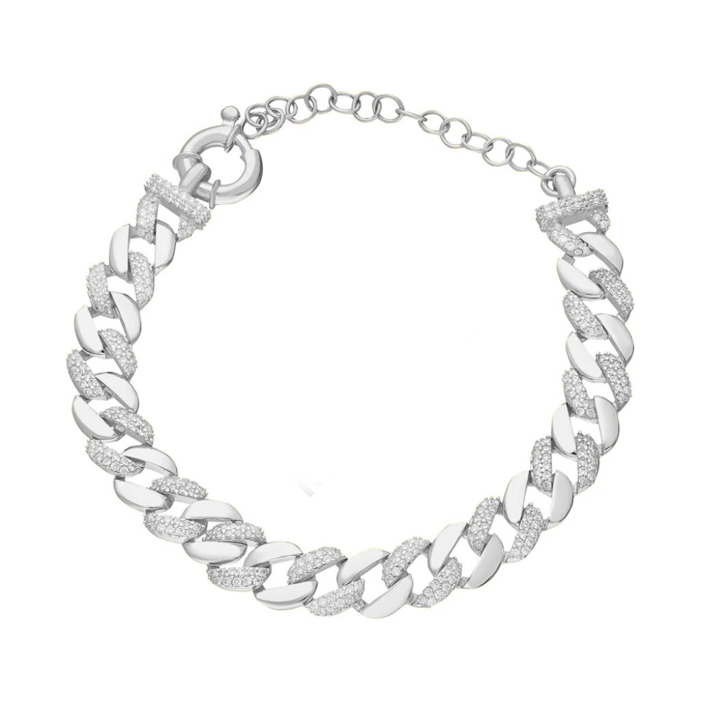 Zirkon Zincir Bileklik 718501 Silver