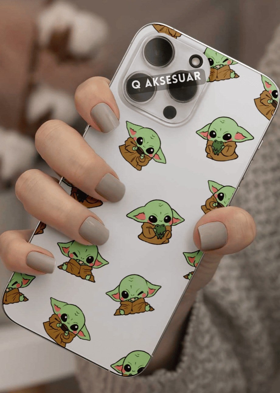İphone Uyumlu Baby Yoda Tasarımlı Şeffaf Telefon Kılıfı (Model Seçiniz)