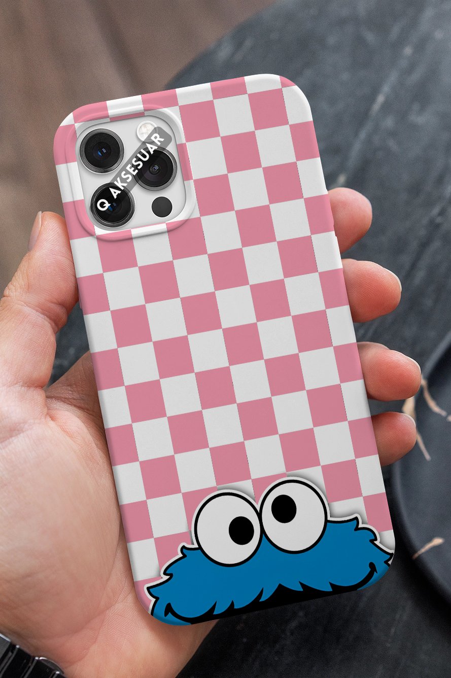 İphone Uyumlu Beyaz Kare Tasarımlı Premium Telefon Kılıfı Şeker Pembe (Model Seçiniz)