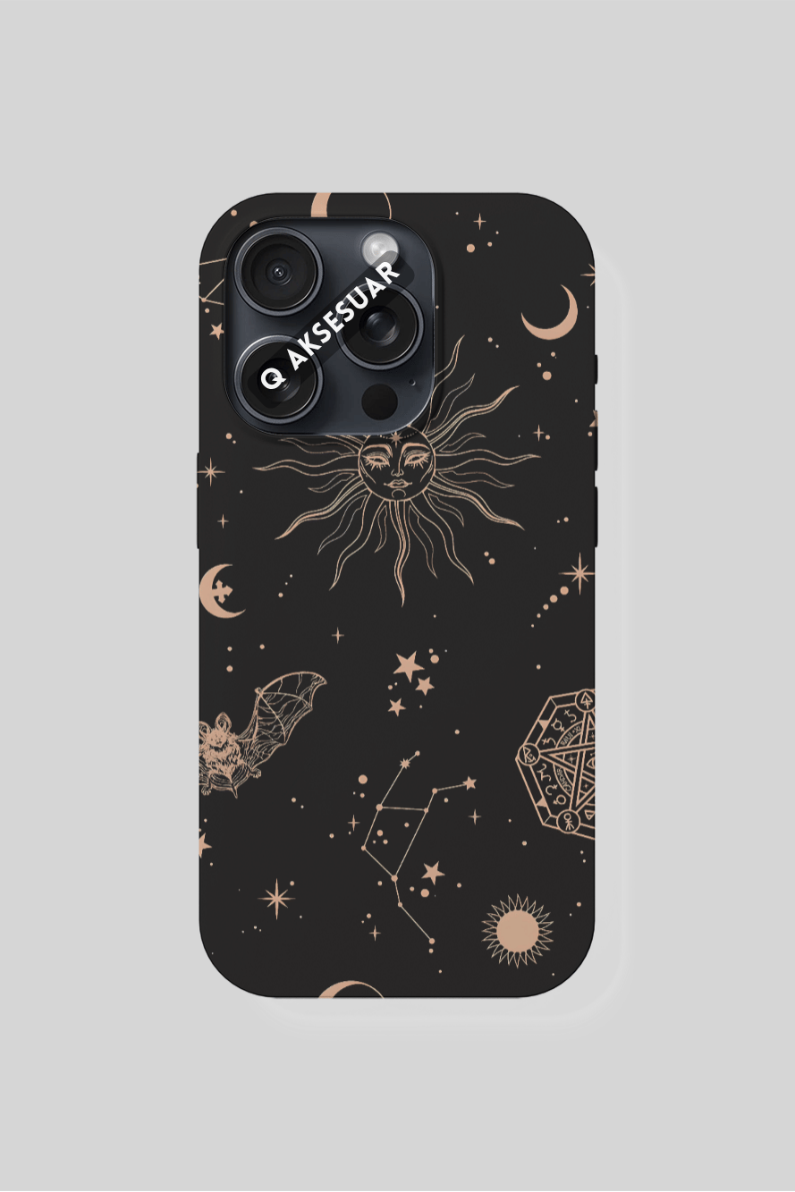 İphone Uyumlu Desen Tasarımlı Premium Telefon Kılıfı Siyah (Model Seçiniz)