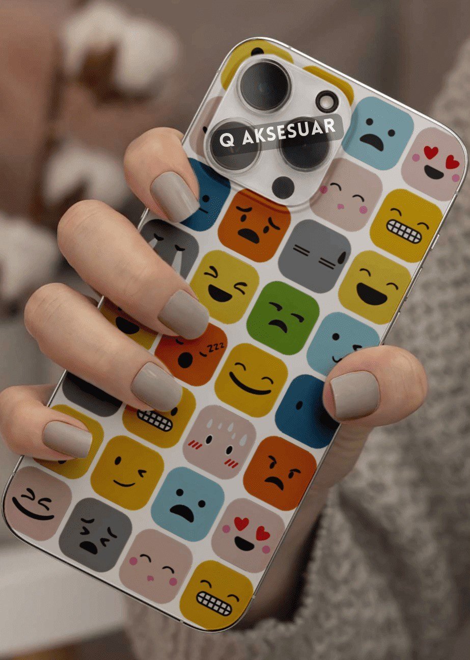 İphone Uyumlu Emojiler Tasarımlı Şeffaf Telefon Kılıfı (Model Seçiniz)