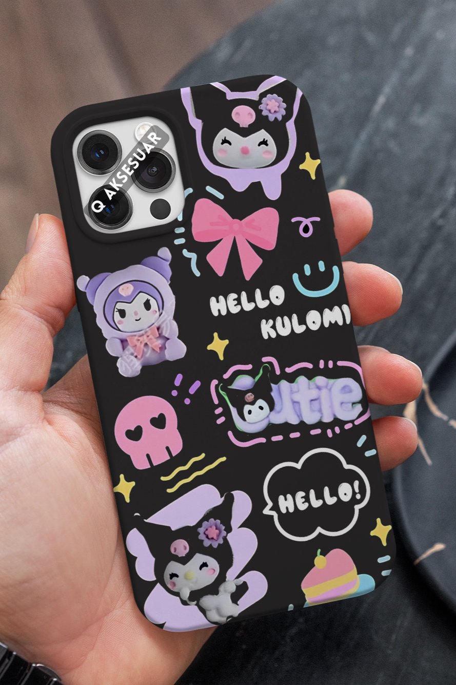 İphone Uyumlu Hello Tasarımlı Premium Telefon Kılıfı Siyah (Model Seçiniz)