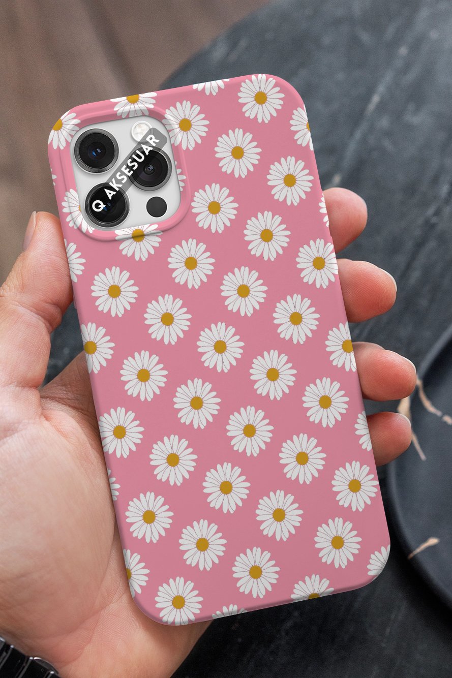 İphone Uyumlu Mini Kalpler Tasarımlı Premium Telefon Kılıfı Şeker Pembe (Model Seçiniz)