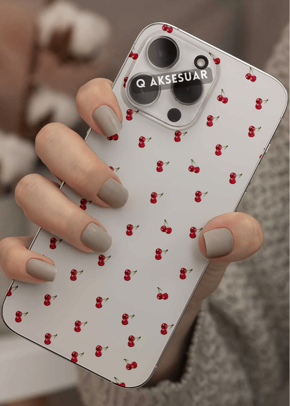 Samsung Galaxy Uyumlu Mini Kiraz Tasarımlı Şeffaf Telefon Kılıfı (Model Seçiniz)