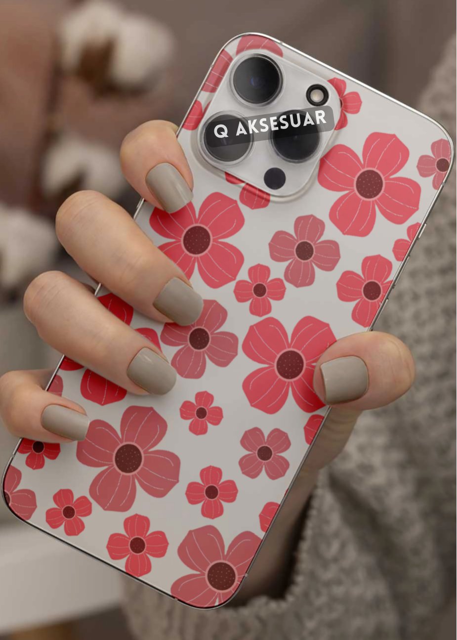 Samsung Galaxy Uyumlu Pembe Çiçekler Tasarımlı Şeffaf Telefon Kılıfı (Model Seçiniz)