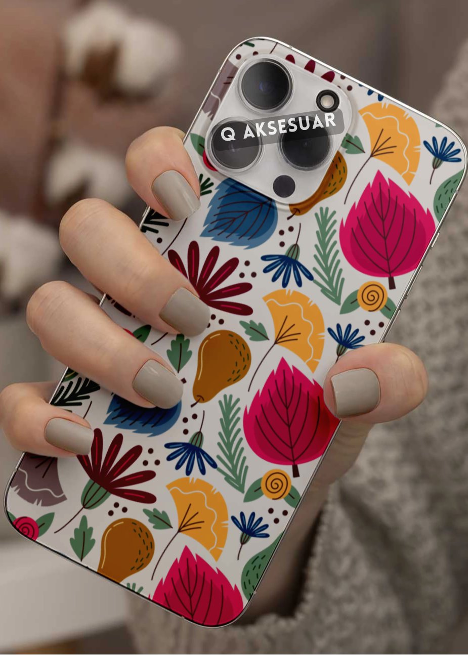 Samsung Galaxy Uyumlu Renkli Şekiller Tasarımlı Şeffaf Telefon Kılıfı (Model Seçiniz)
