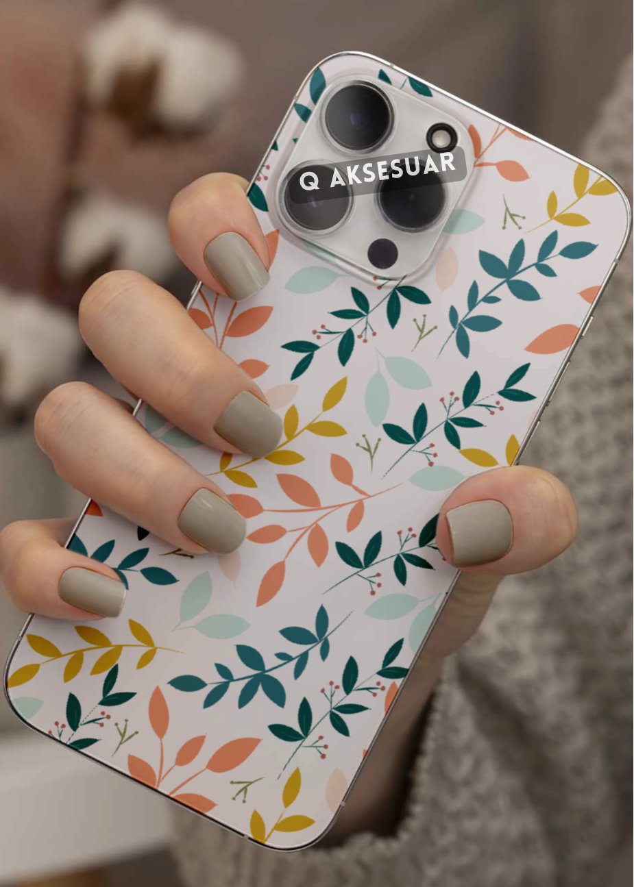 Samsung Galaxy Uyumlu Renkli Yaprak Tasarımlı Şeffaf Telefon Kılıfı (Model Seçiniz)