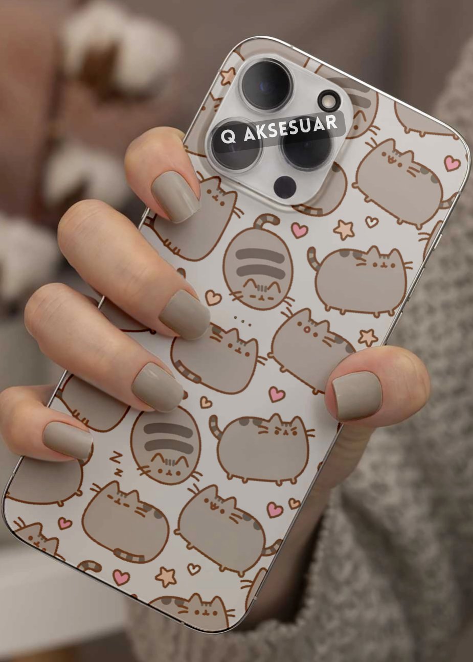 Samsung Galaxy Uyumlu Sevimli Kedi Tasarımlı Şeffaf Telefon Kılıfı (Model Seçiniz)