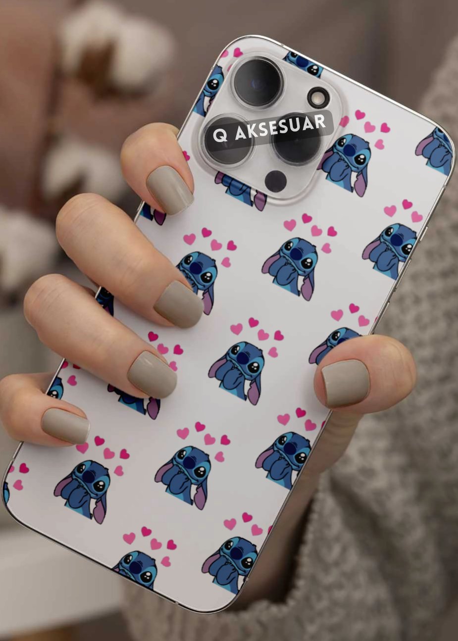 Samsung Galaxy Uyumlu Stitch Tasarımlı Şeffaf Telefon Kılıfı (Model Seçiniz)