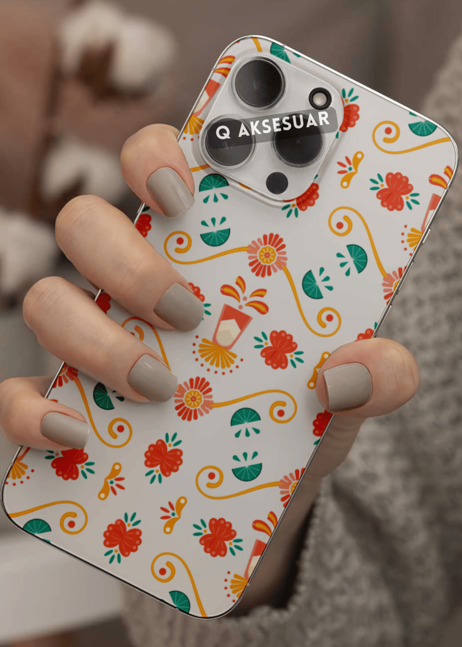 Samsung Galaxy Uyumlu Turuncu Desen Tasarımlı Şeffaf Telefon Kılıfı (Model Seçiniz)