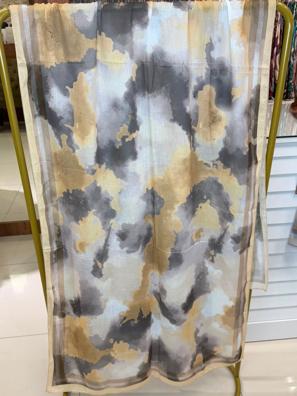 Antrasit Batik Efektli Kamuflaj Desenli Pamuklu Şal