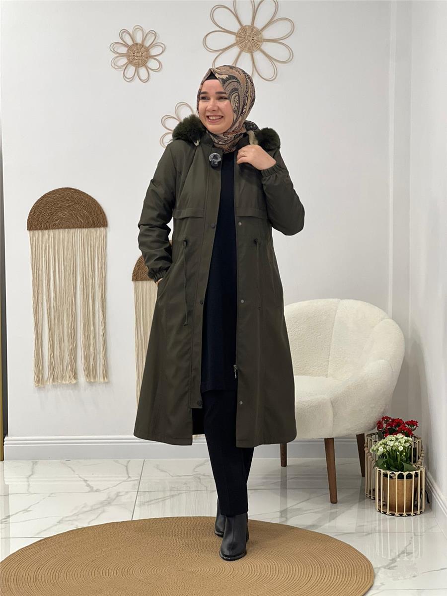 Haki Bondit Kumaş Parka