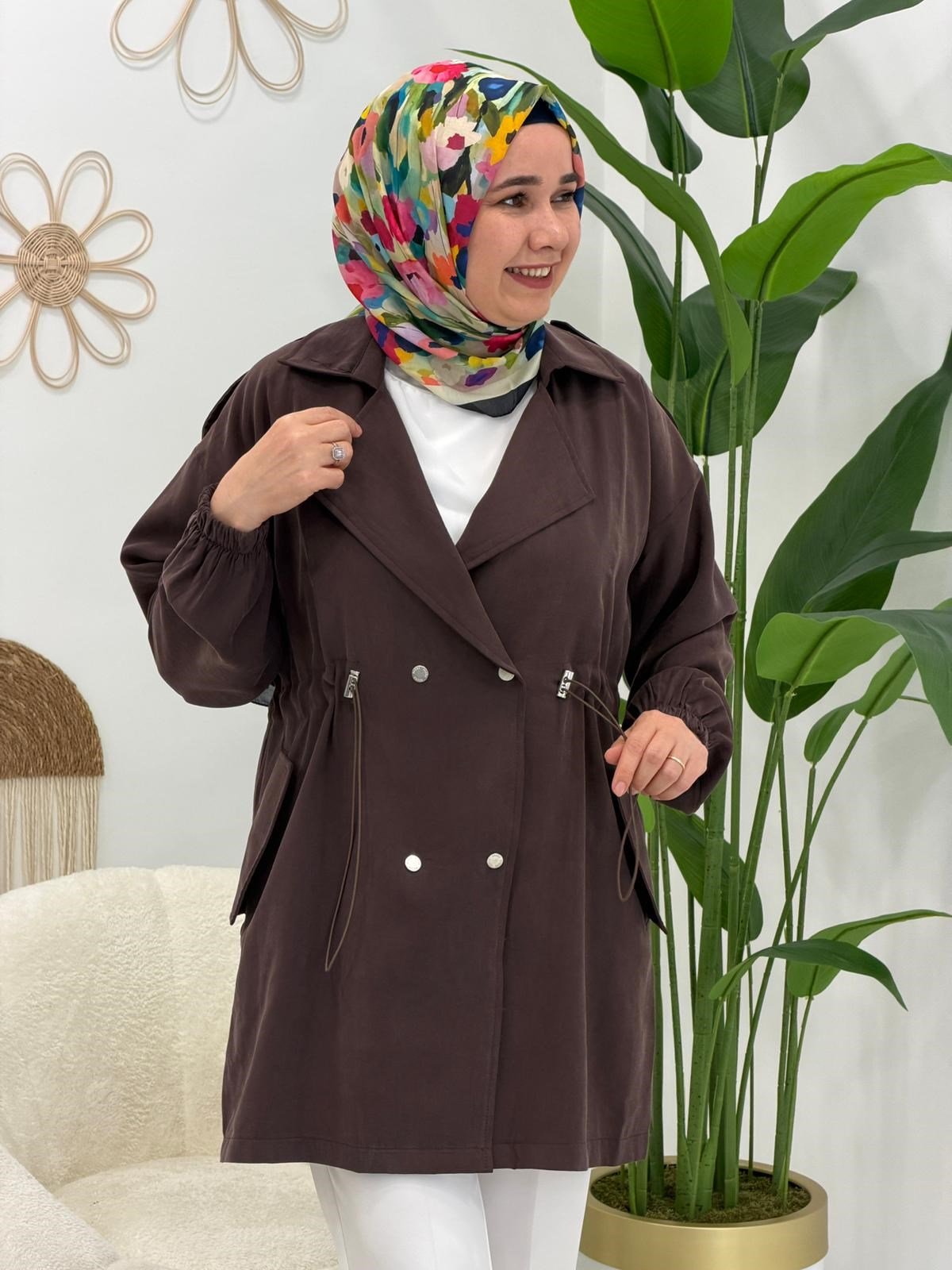 Kahve Lavinya Çıtçıtlı Ceket