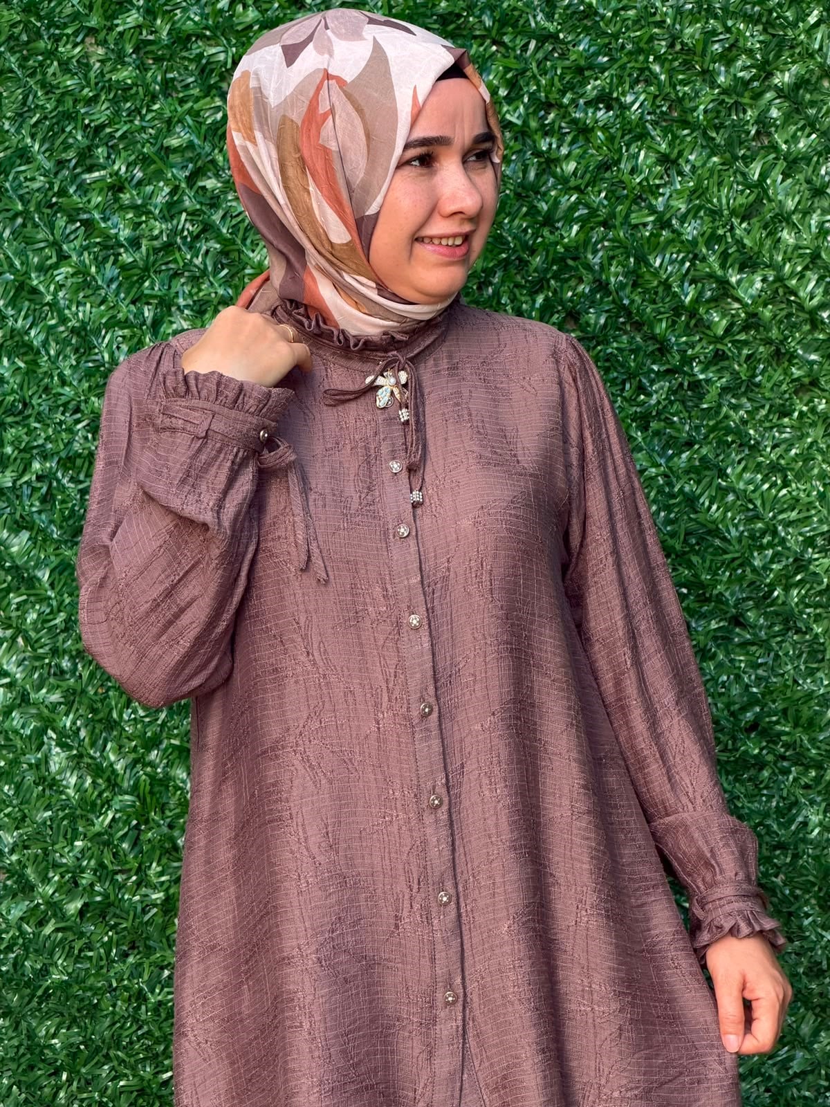 Kahve Özel Dokuma Tunik