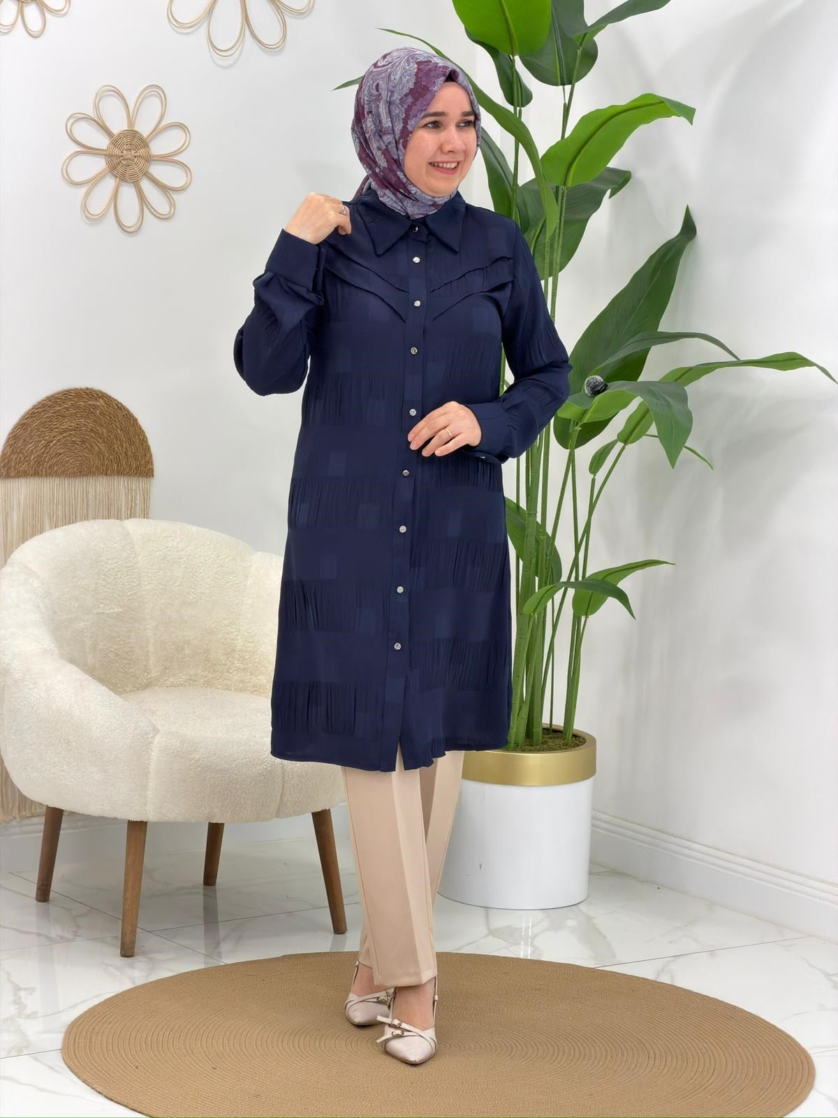 Lacivert Mimoza Tunik