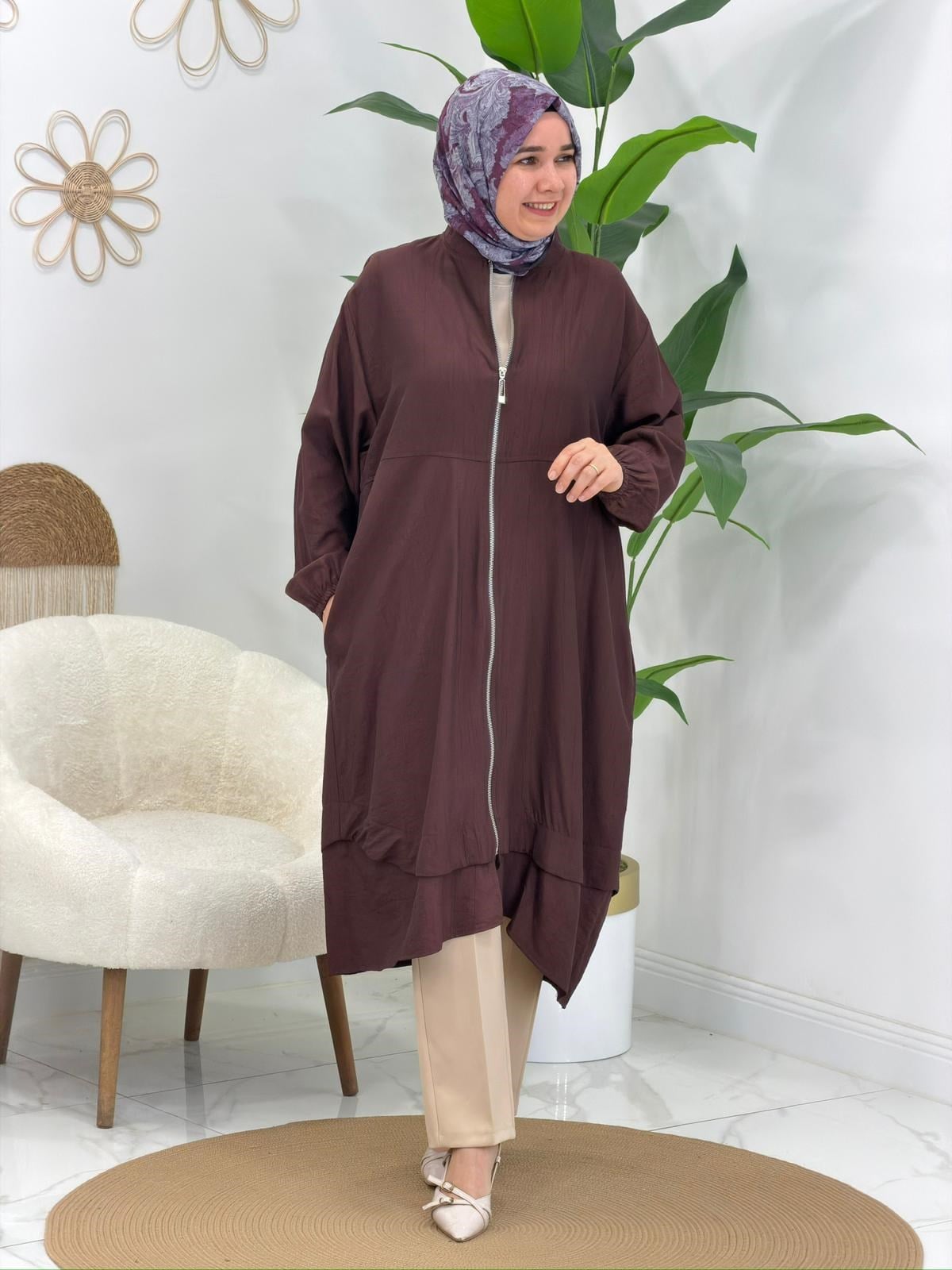 Mürdüm Fermuarlı Giyçık Kap