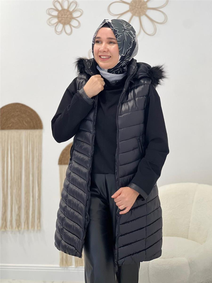Parlak Siyah Şişme Yelek