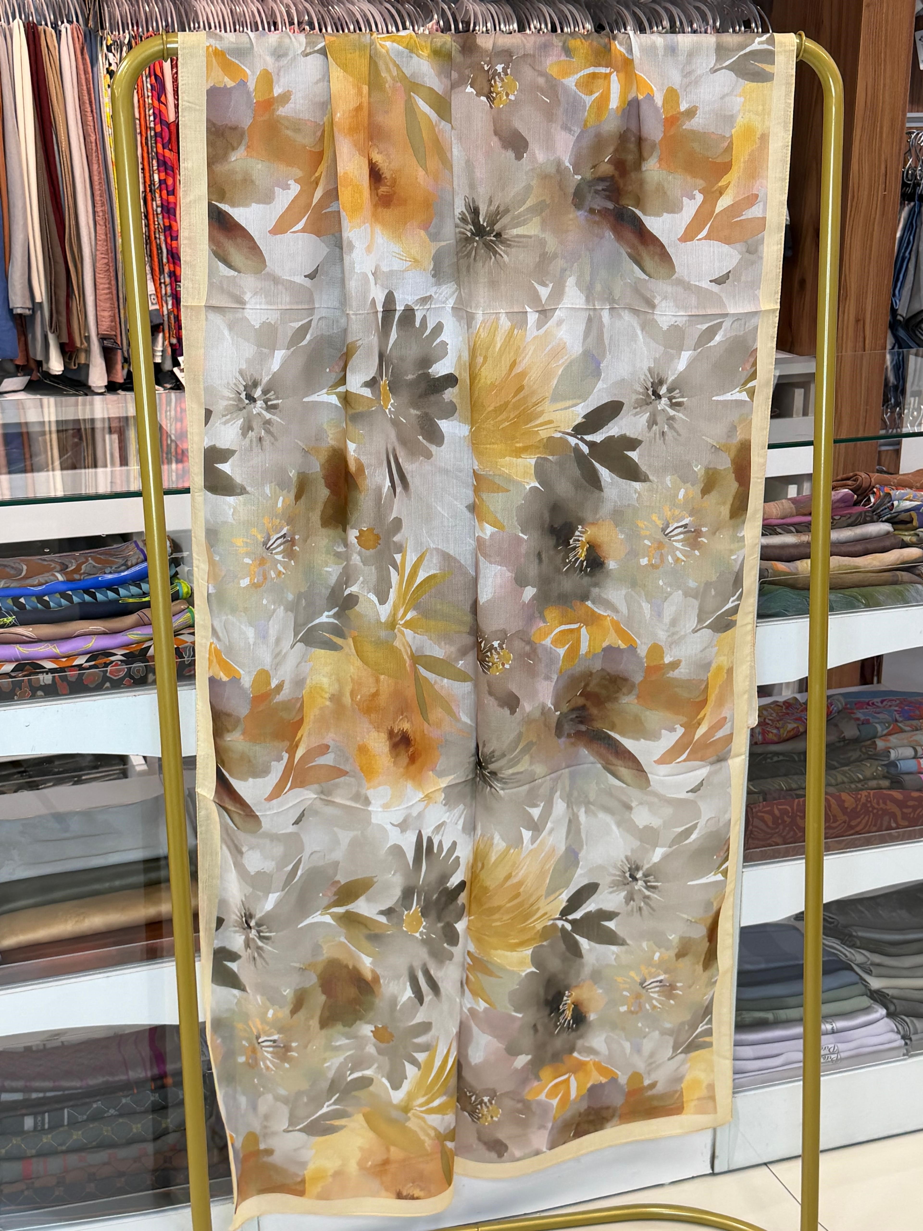 Pastel Tonlar Çiçek Desenli Şal