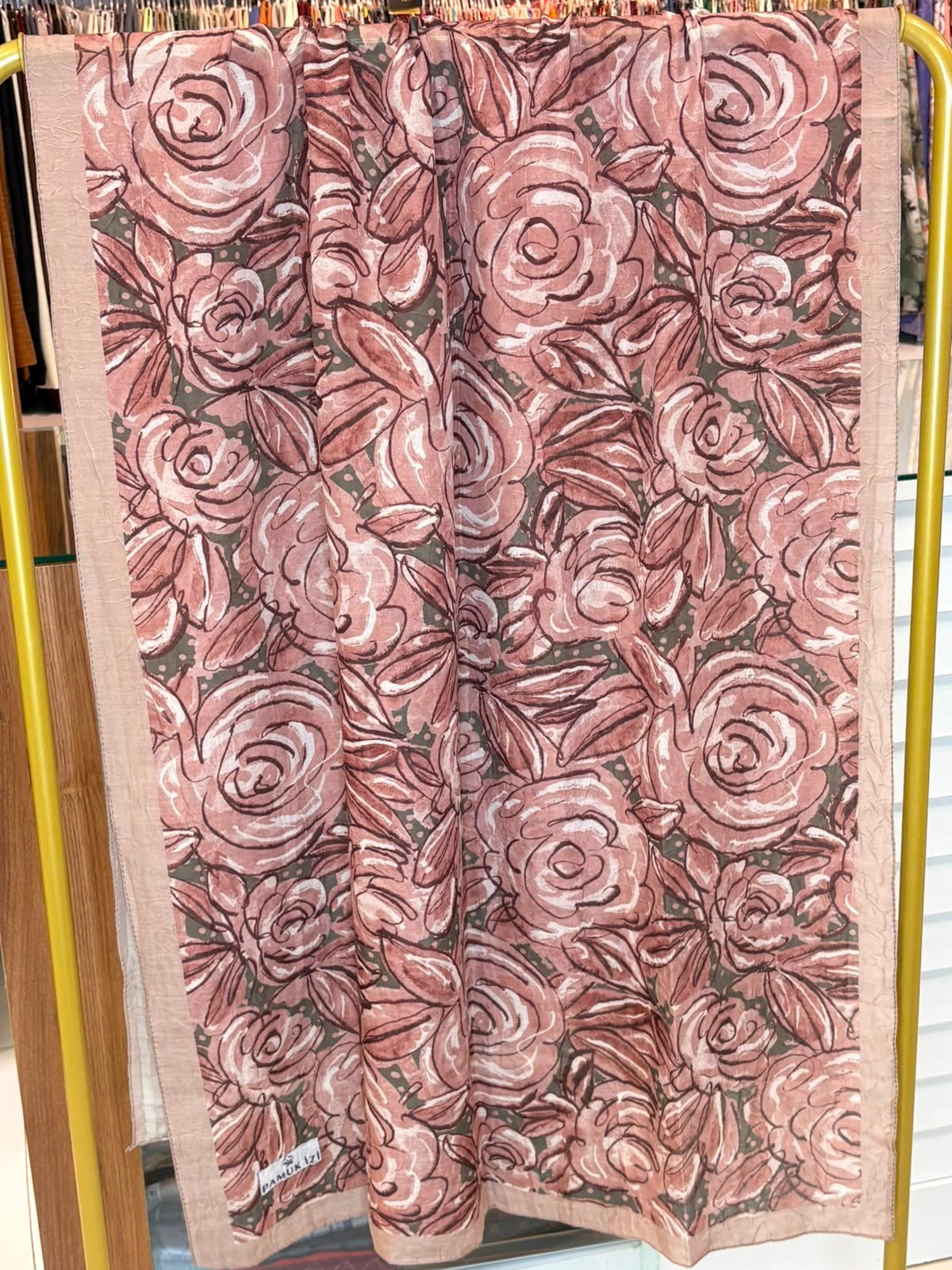 Pembe Gül Desenli Şal