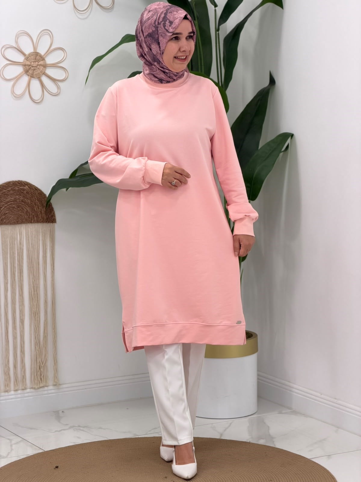 Pembe İki İplik Sweatshirt