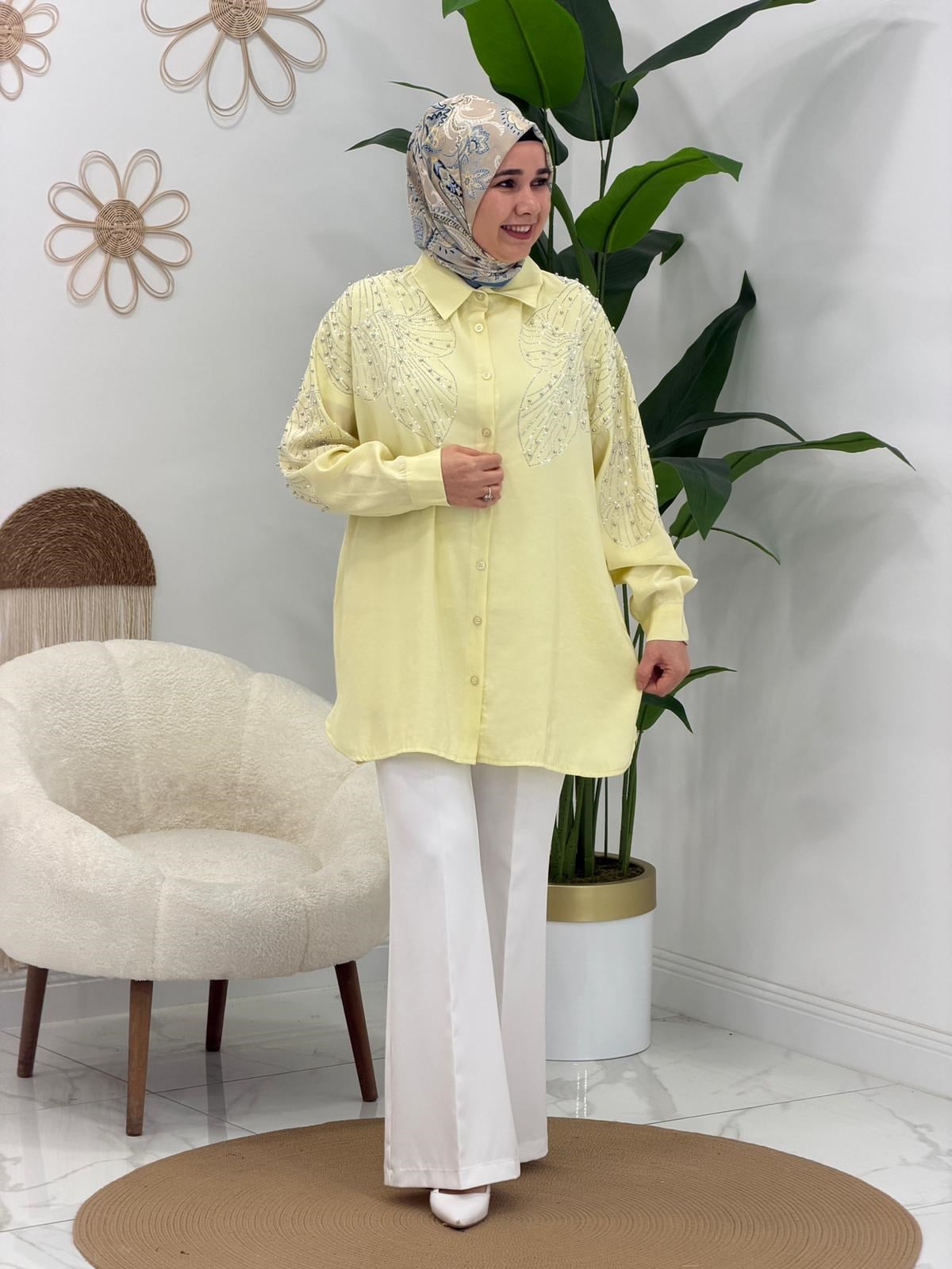 Sarı Taşlı Tunik