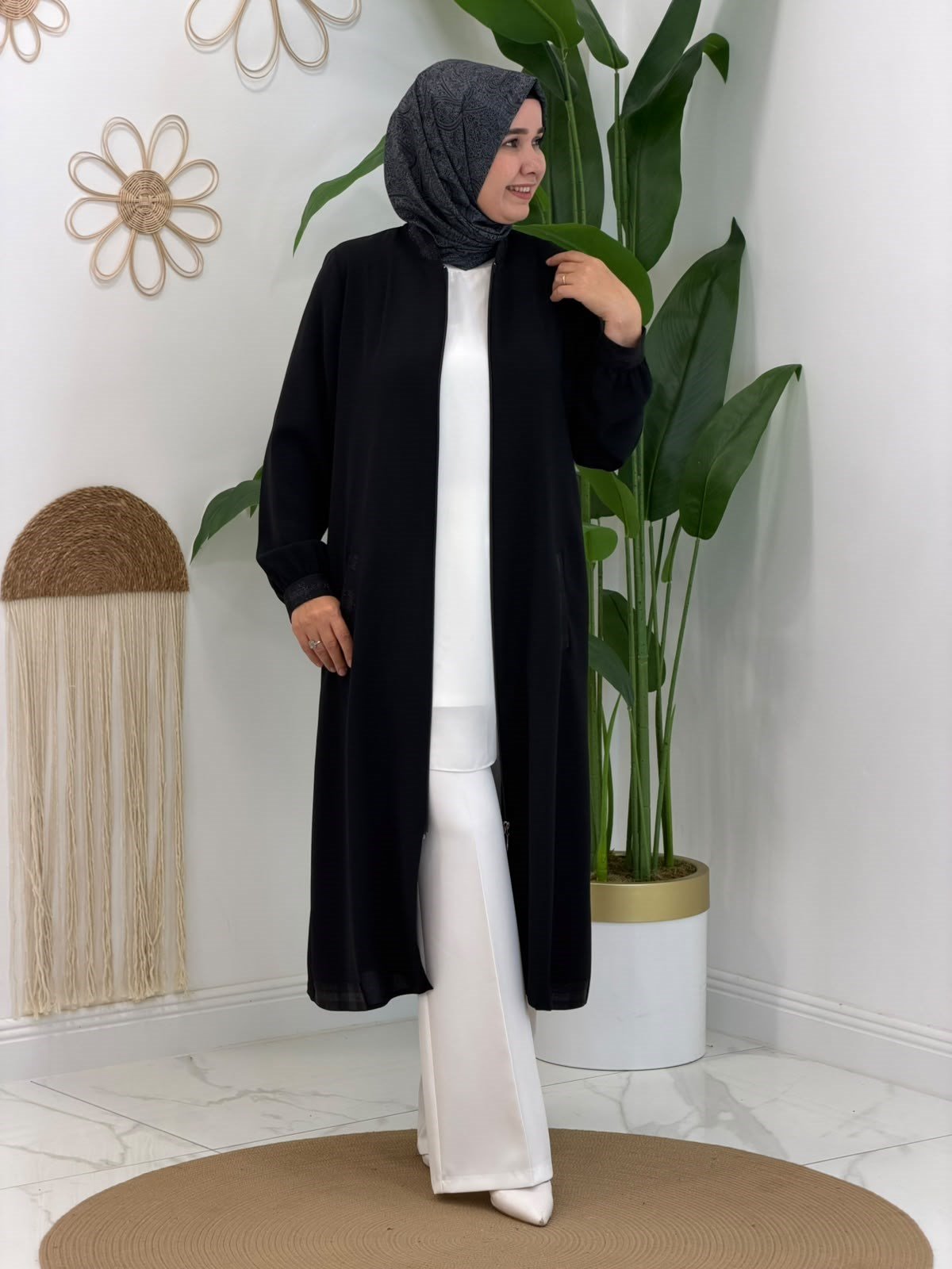 Siyah Boydan Fermuarlı Giy-Çık
