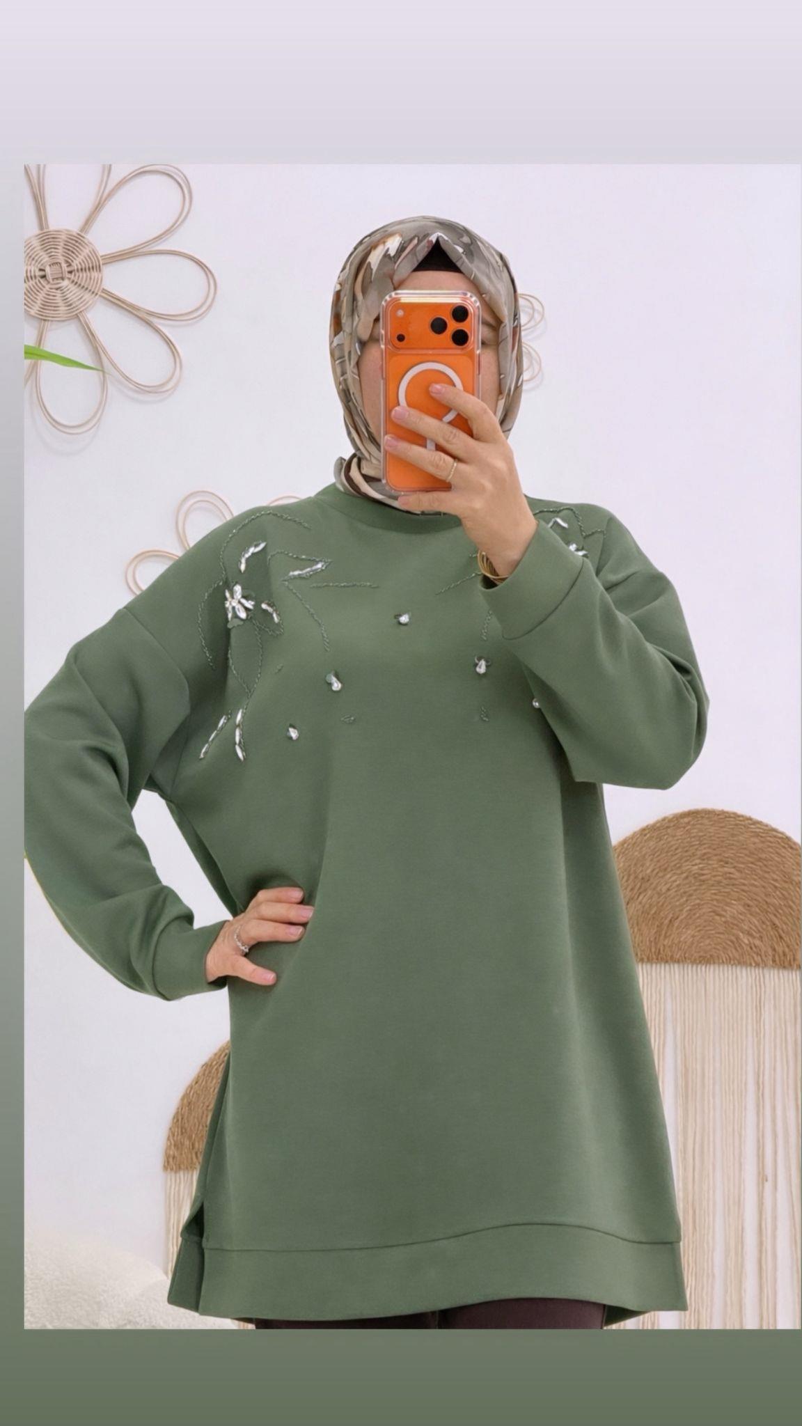 Yeşil Taşlı Sweat
