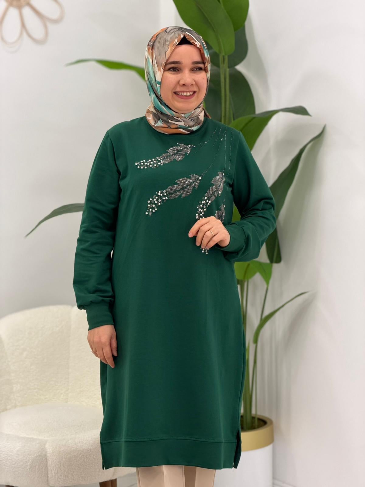 Yeşil Taşlı Tunik