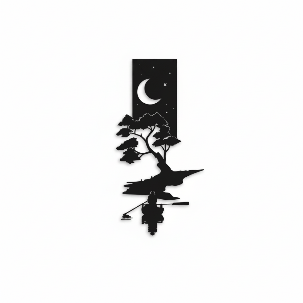 Ağaç ile Gece Metal Duvar Tablosu