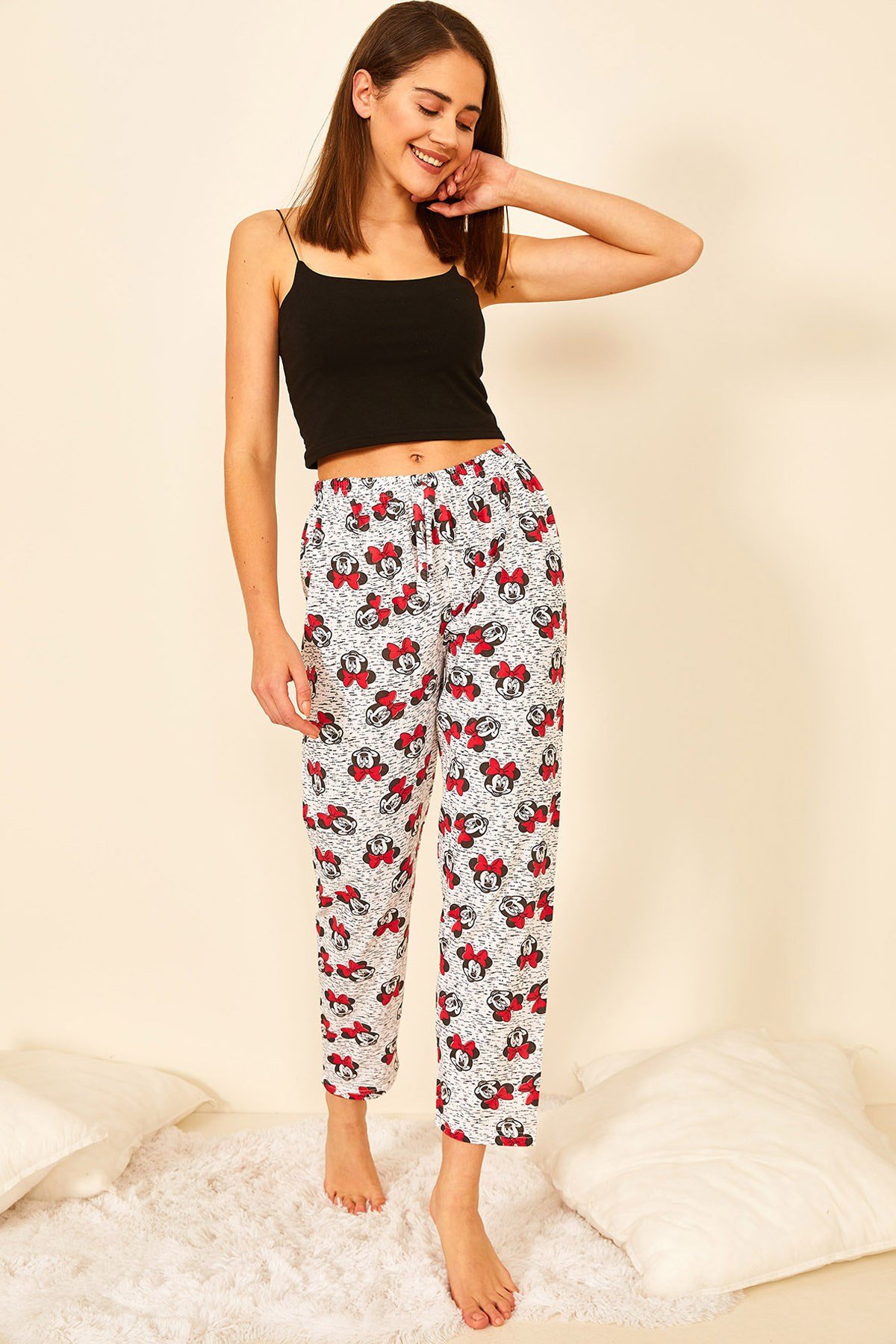 Renkli Pamuklu Baskılı Kadın Pijama Altı