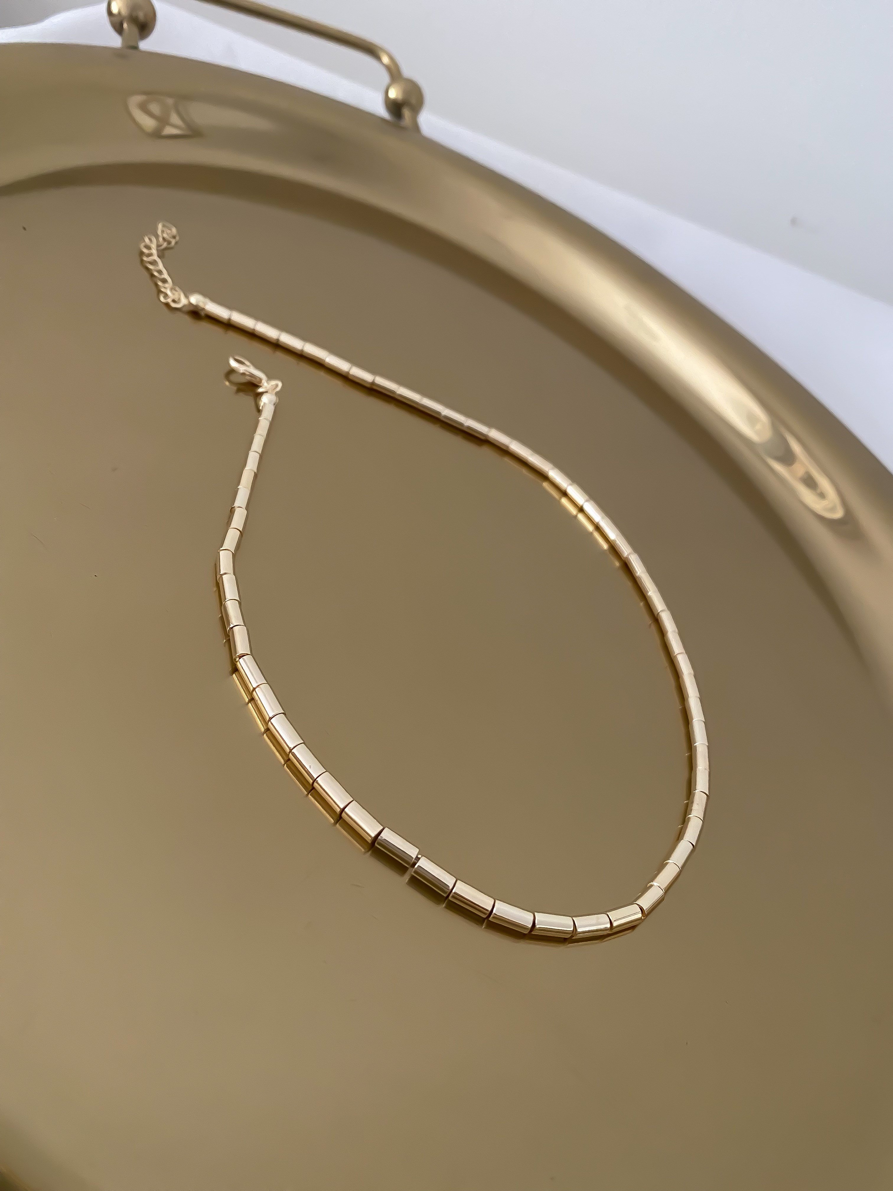 Gold Boru Boncuk Kolye (43 Cm)