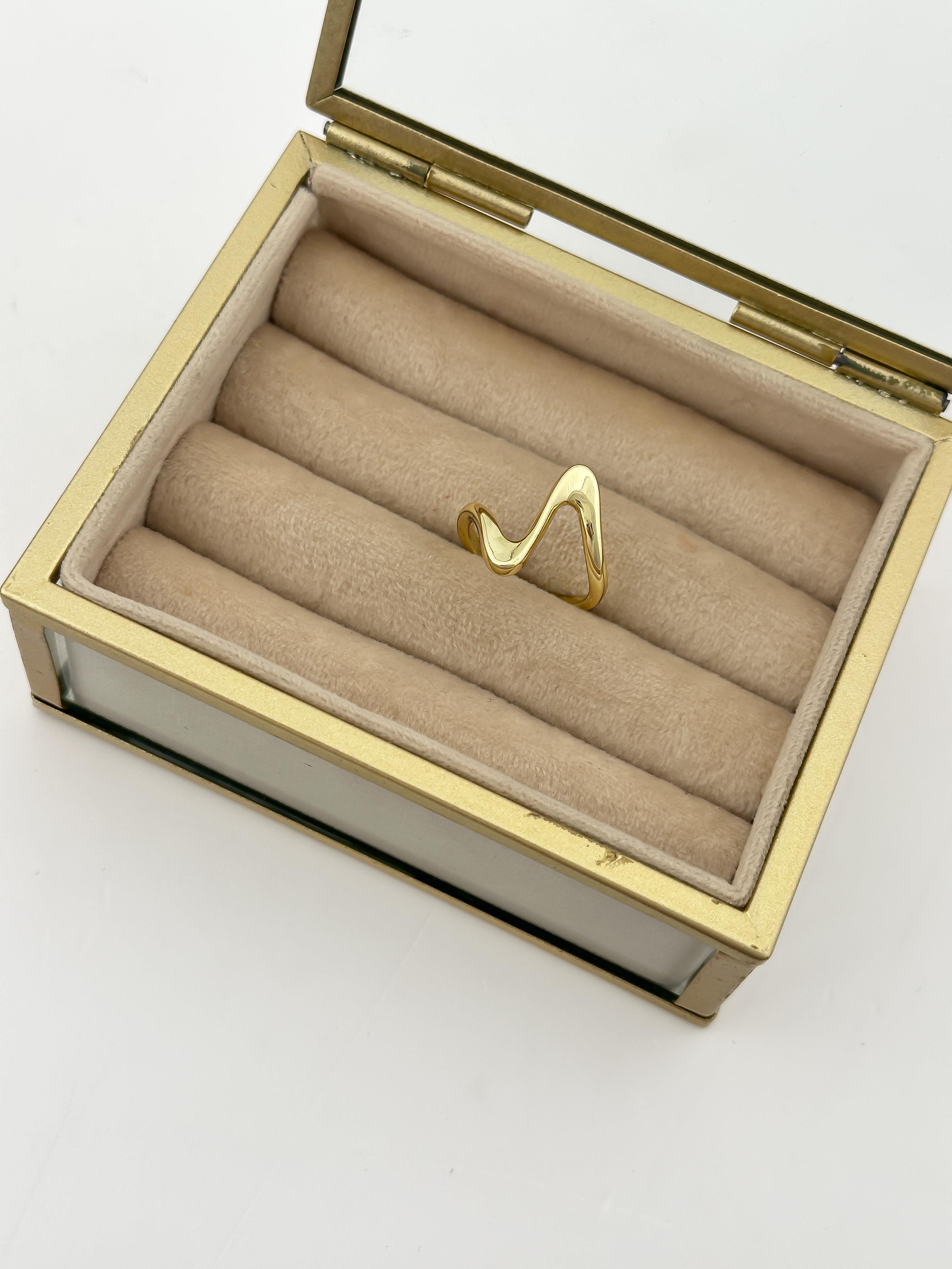 Özel Seri Gold Kıvrımlı Plaka Ayarlanabilir Yüzük