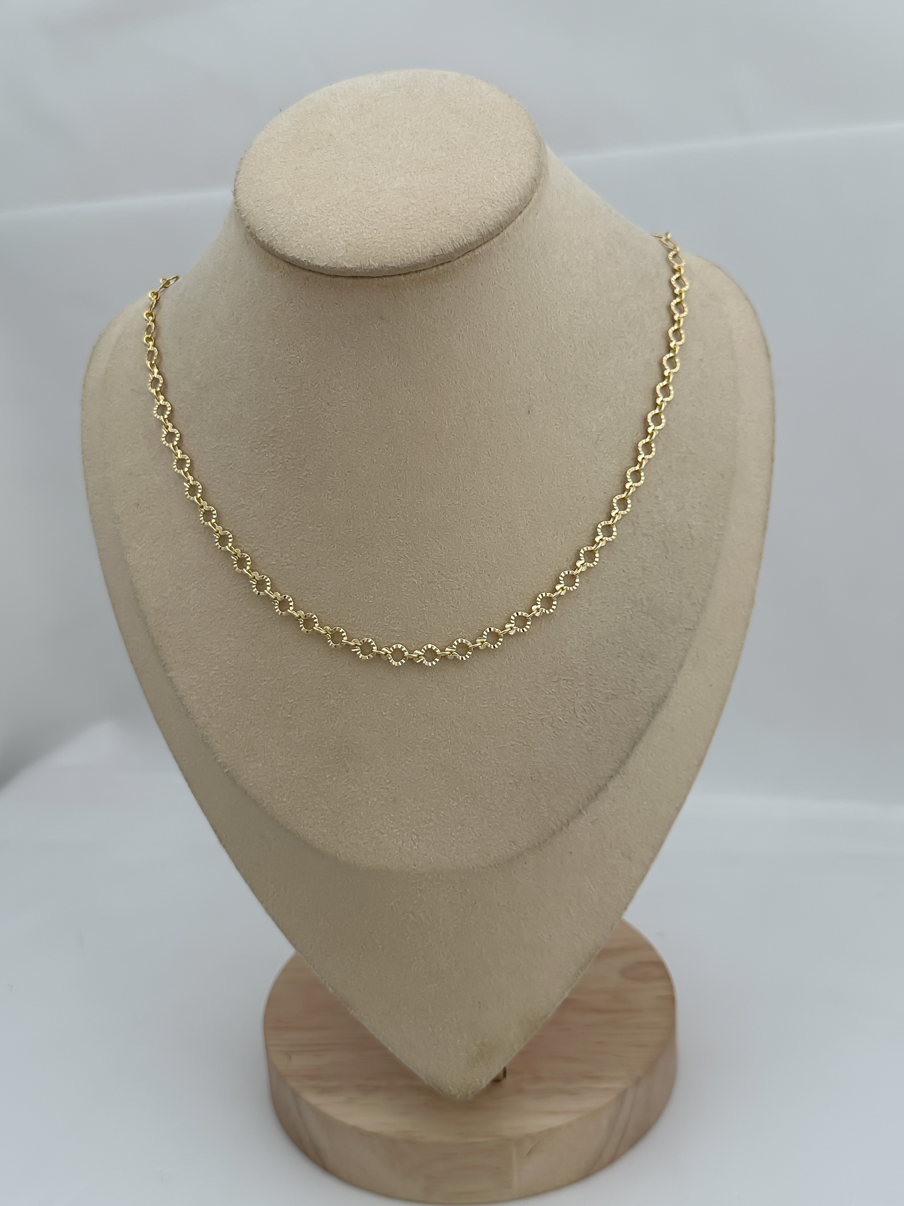 Özel Seri Gold Lazer Kesim Daire Sıralı Kolye (45Cm)