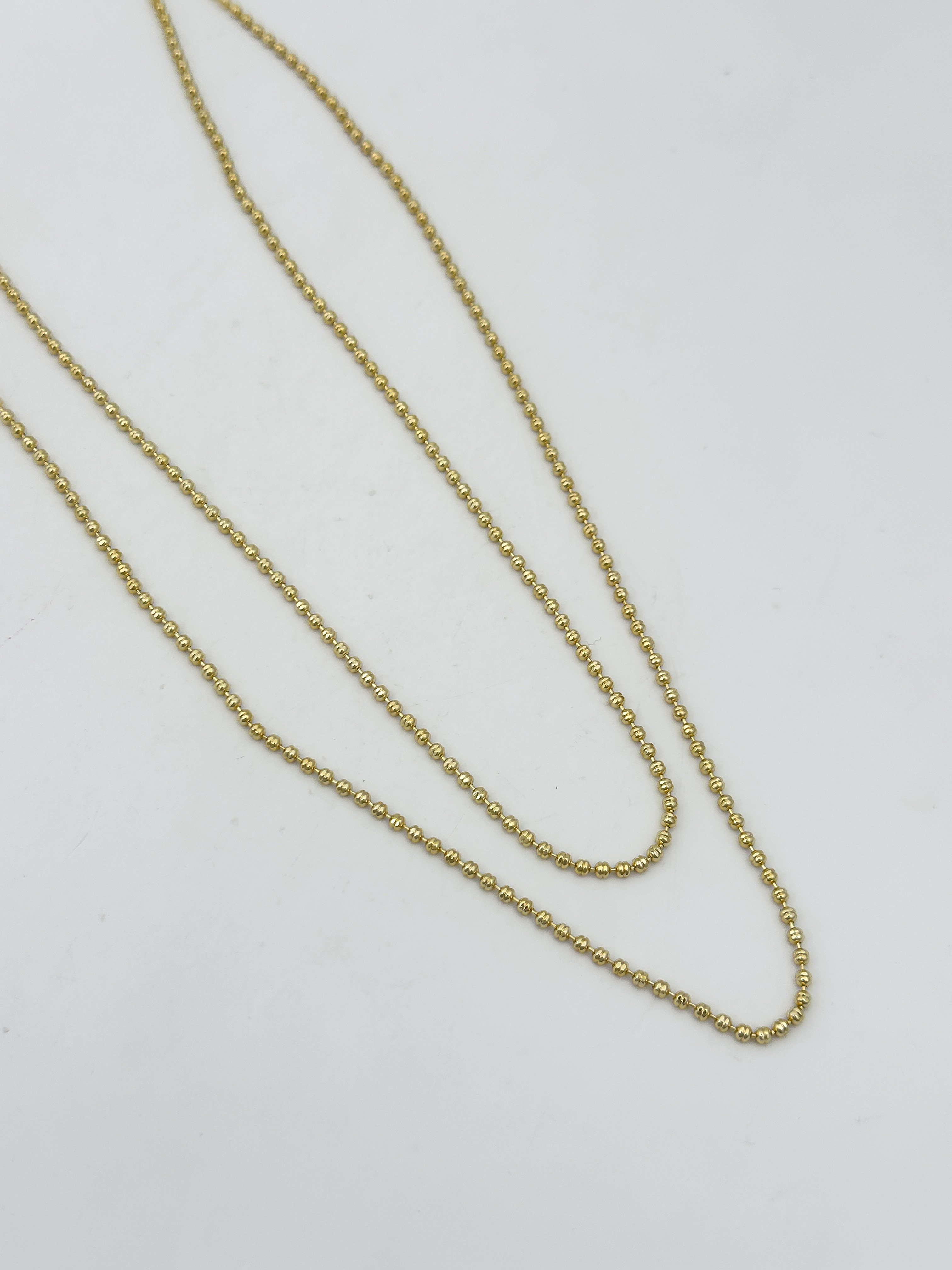 Özel Seri Gold Plaka Topçuk Biye Detay Zincir Kolye (97 Cm)