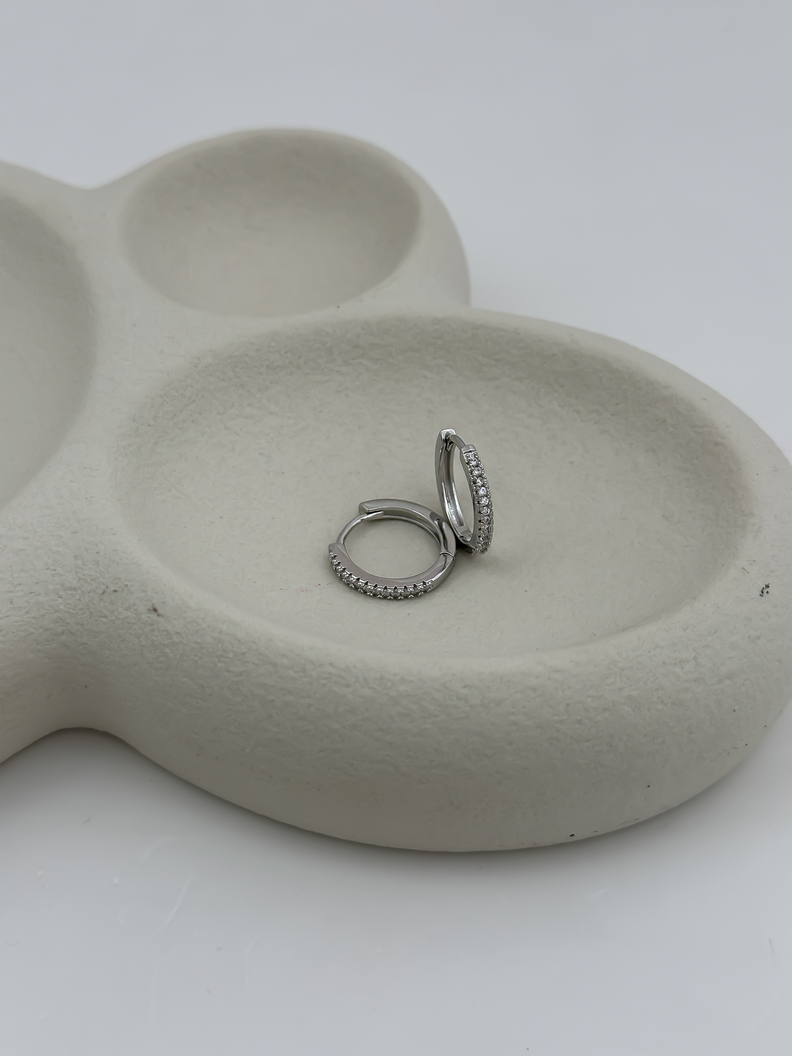 Özel Seri Gümüş Zirkon Taşlı Halka Küpe (iç Çap:1.3 Cm)