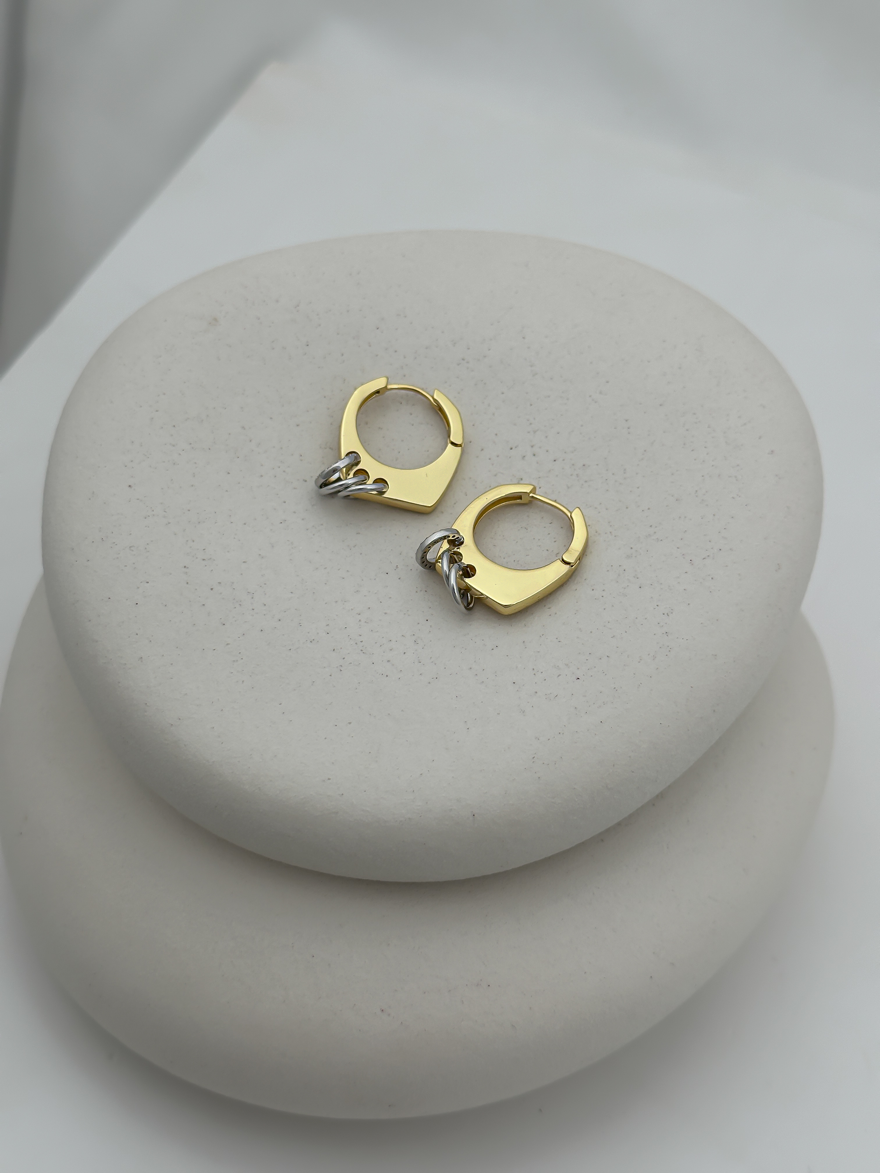 Özel Seri İki Renkli Halka Sallantılı Halka Küpe (İç Çap:1.4 Cm)