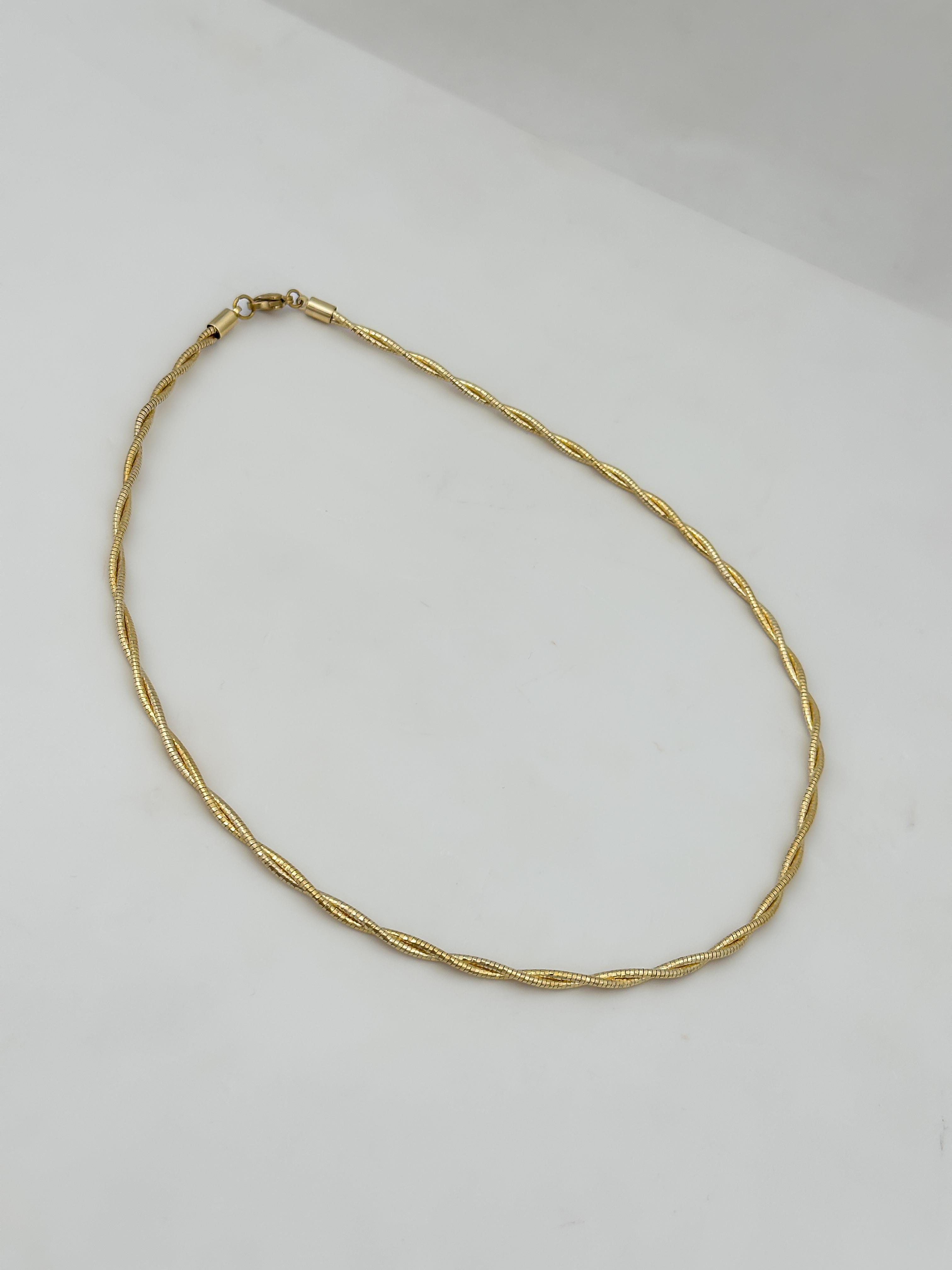 Özel Seri İkili Burgu Zincir Görünüm Tel Choker Kolye ( 44 Cm )
