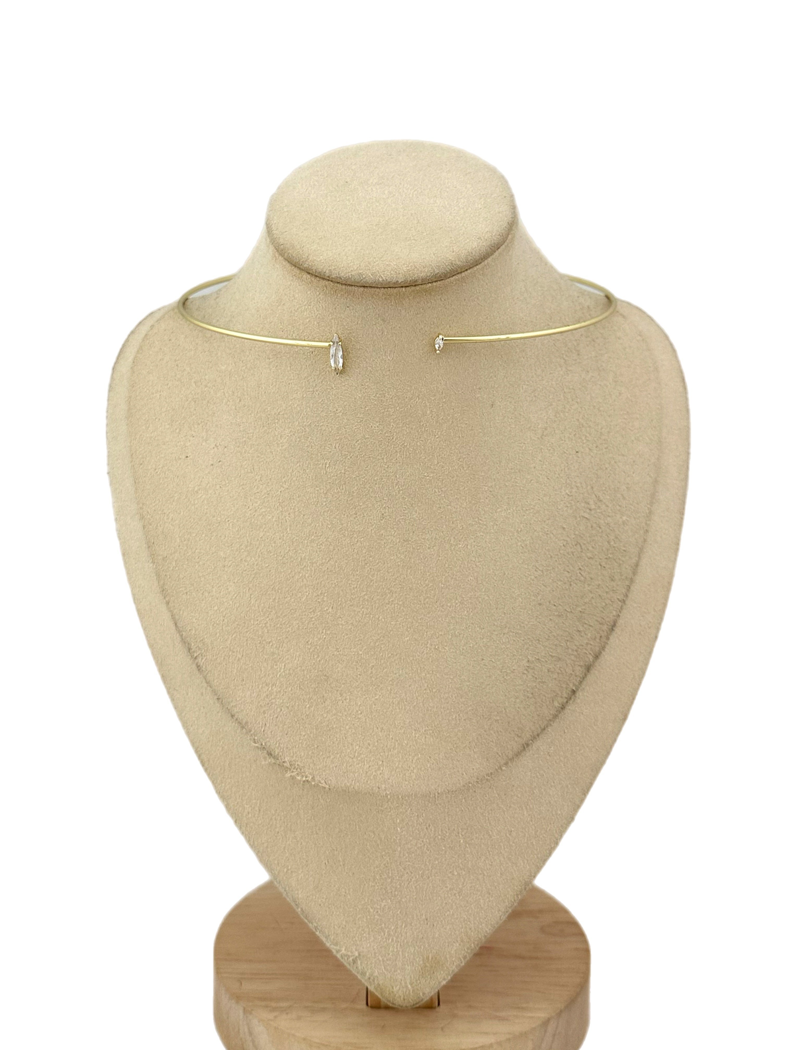 Özel Seri Markiz Kesim Zirkon Taşlı Boru Plaka Choker Kolye