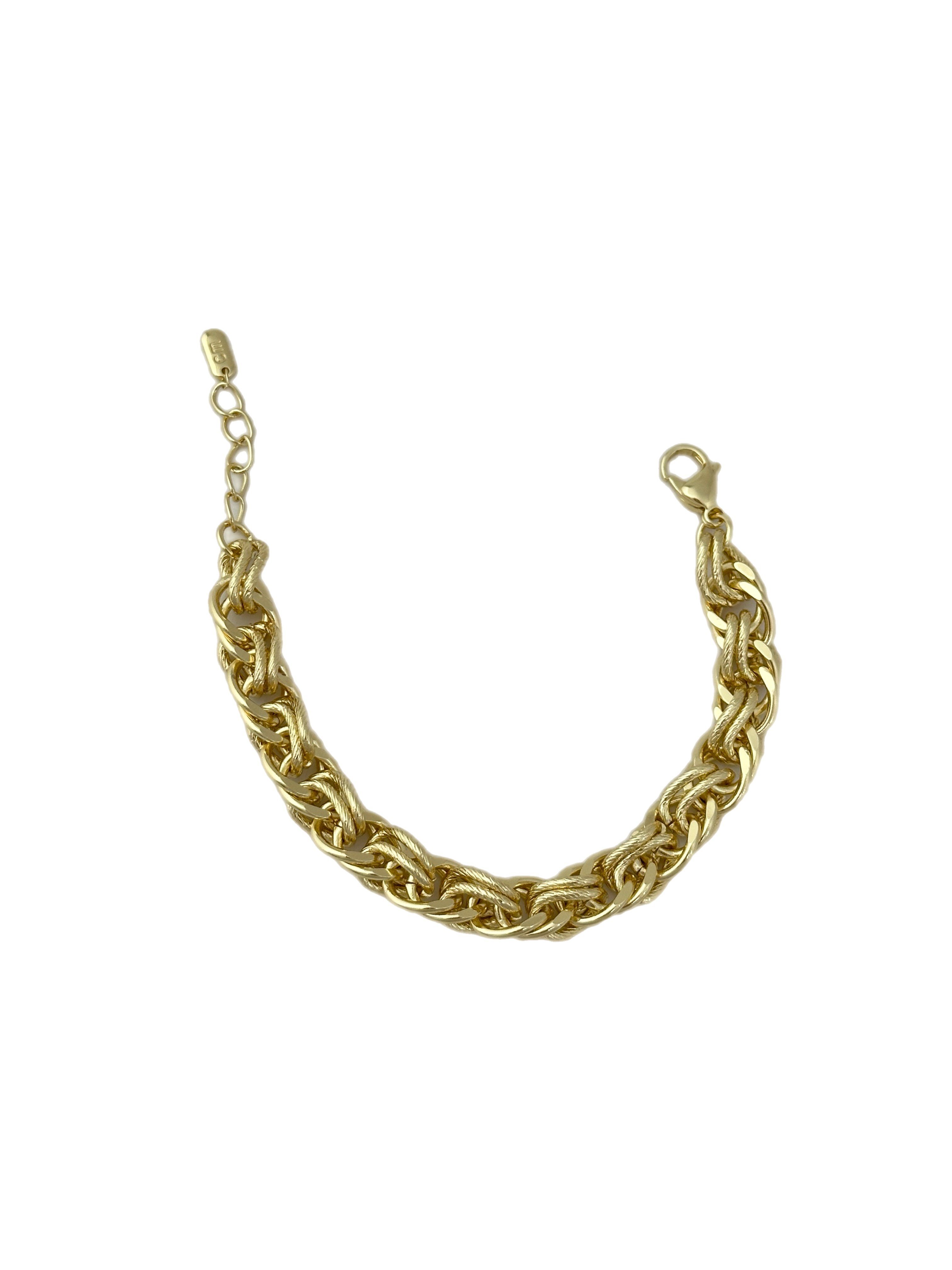 Özel Seri Tırtıklı ve Plaka İç İçe Geçmeli Oval Halka Bileklik (20 Cm)