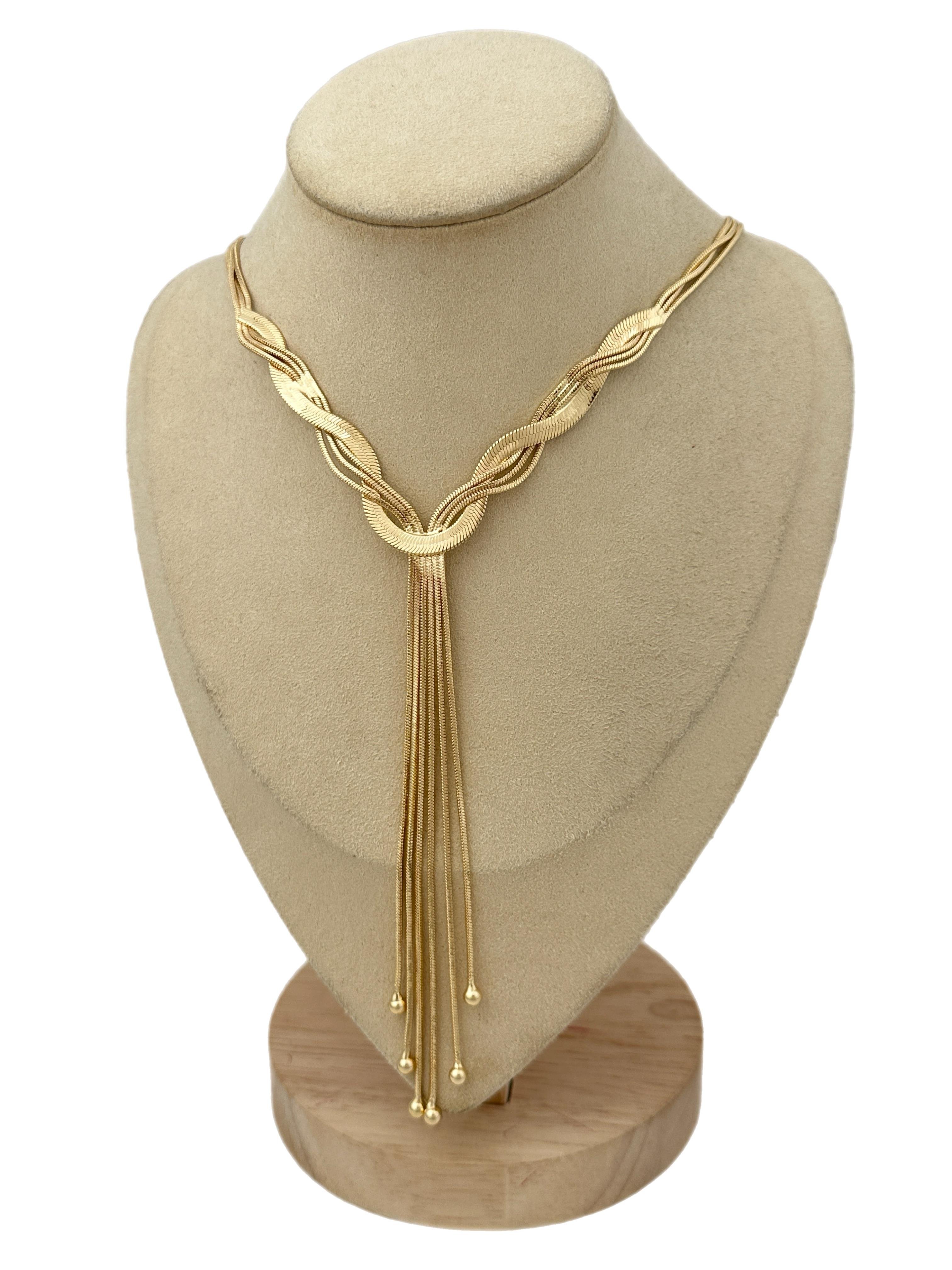 Özel Seri Yassı ve Boru İtalyan Zincir Örgü Model Topçuk Sallantılı Kolye (57 Cm)
