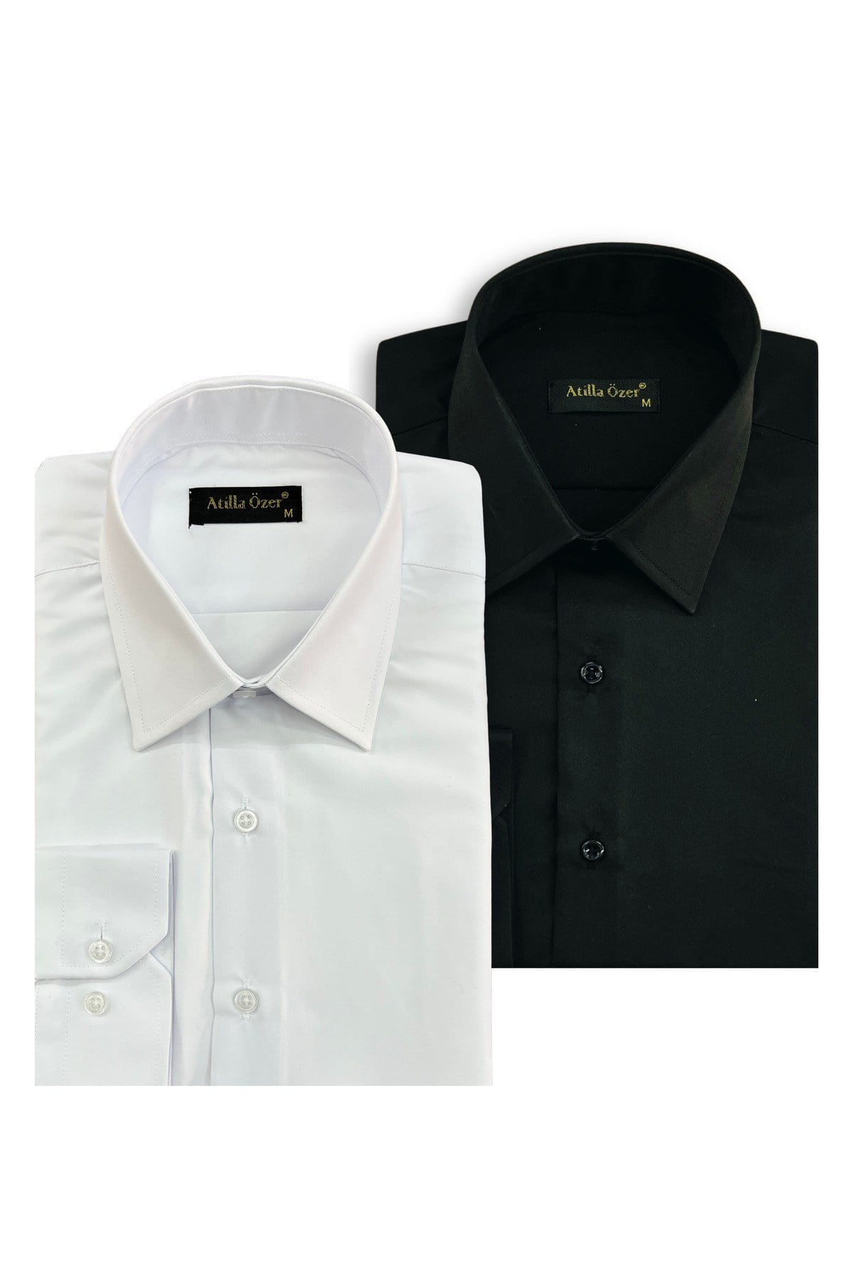 Siyah ve Beyaz Slim Fit Kolay Ütü Teri Emen Nefes Alan Doku Dört Mevsim Erkek Gömlek