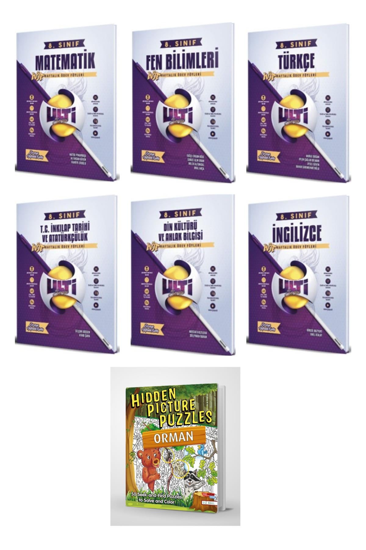 2024 - 8. Sınıf LGS Tüm Dersler Ulti Haftalık Ödev Föyleri 7 Kitap (Hidden Pictures Puzzles Hediyeli