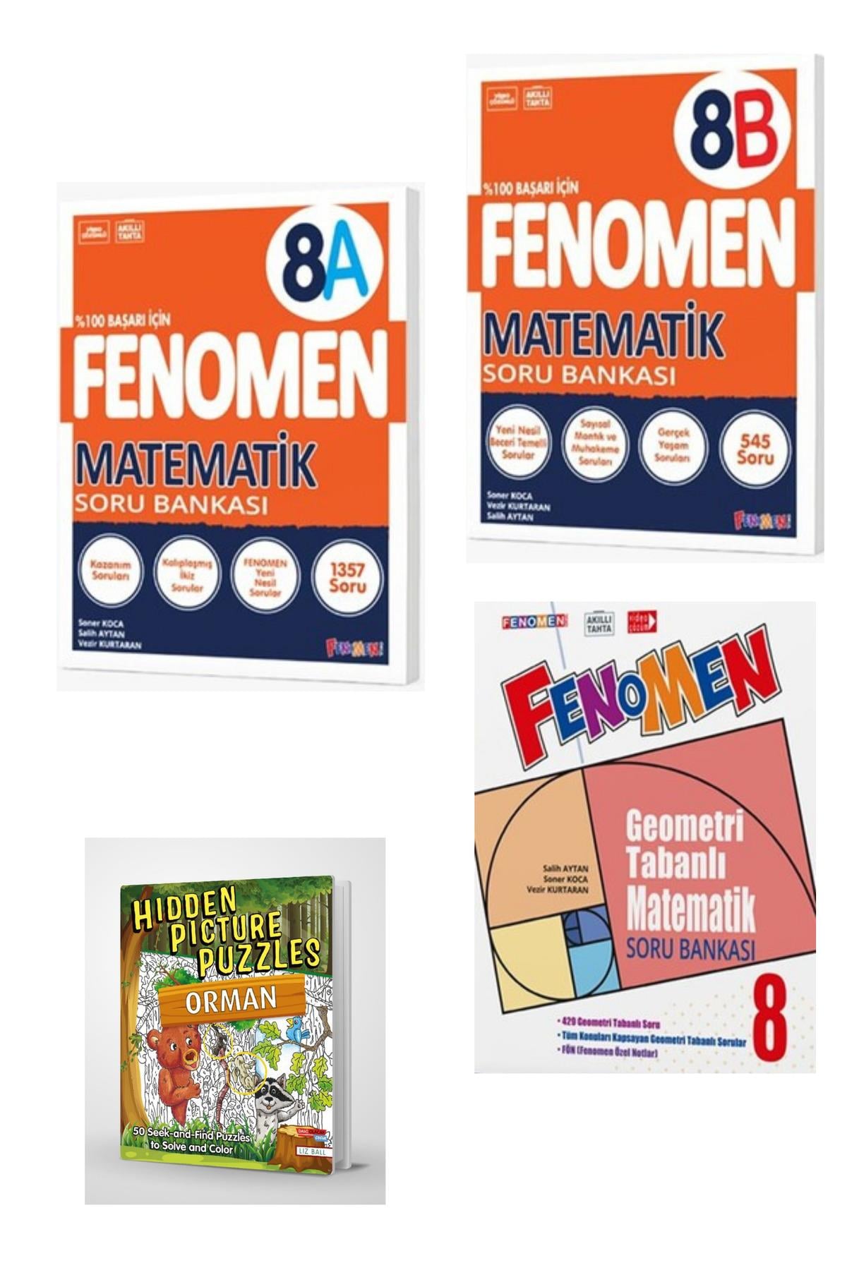 2025 8. Sınıf Fenomen Matematik 8A & 8B - Geometri Soru Bankası (HİDDEN PİCTURES PUZZLES HEDİYELİ