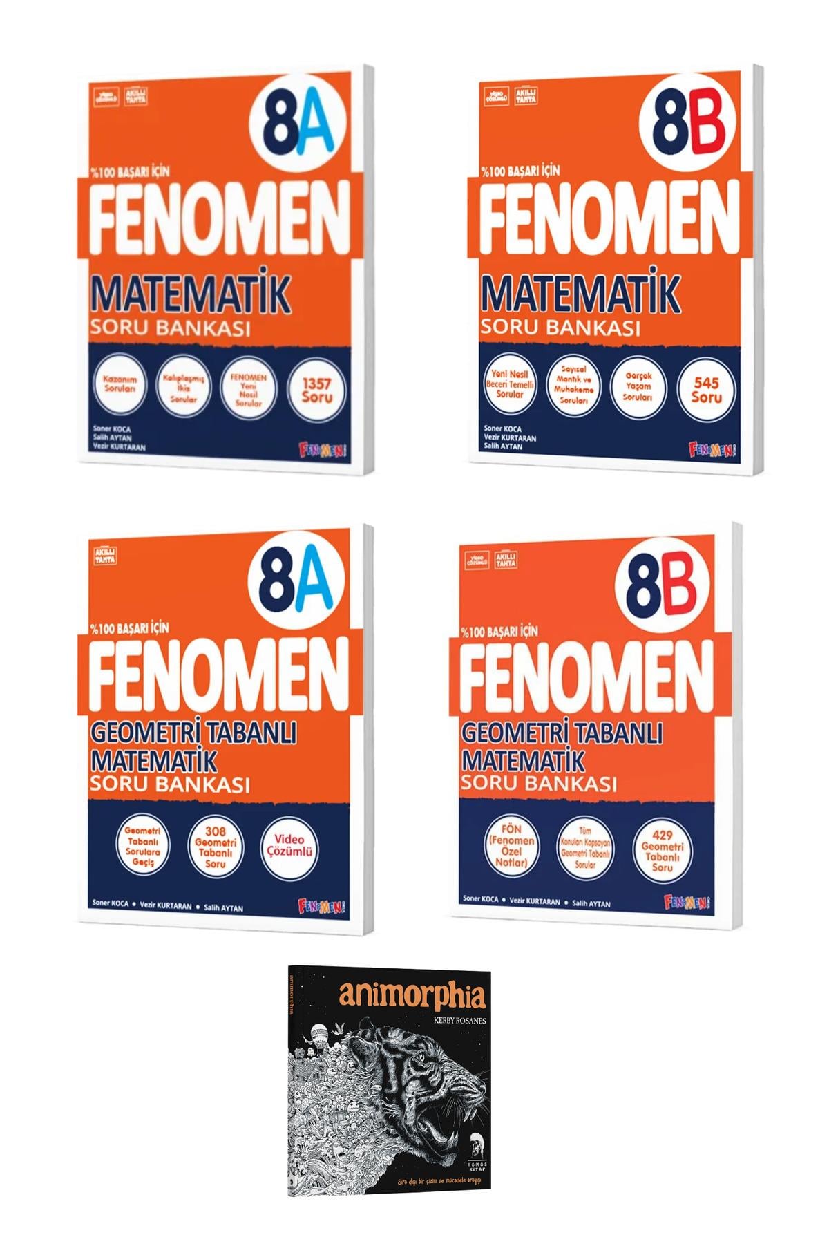 2026 8. Sınıf Matematik - Geometri A ve B Soru Bankası (Animorphia Hediyeli - 5 Kitap)