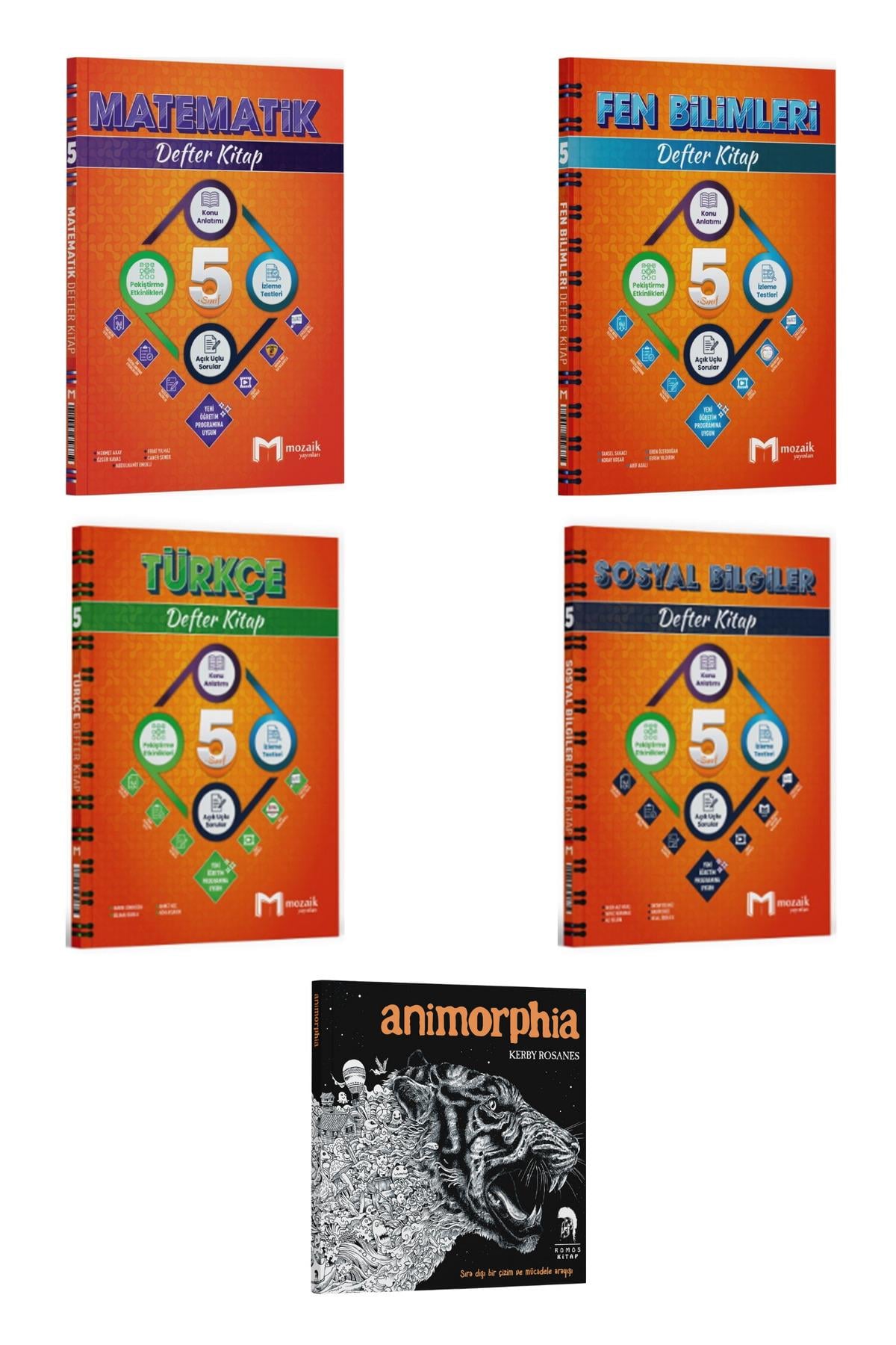 2026 Mozaik Yayınları 5. Sınıf Tüm Dersler Defter Kitap Seti (5 Kitap)