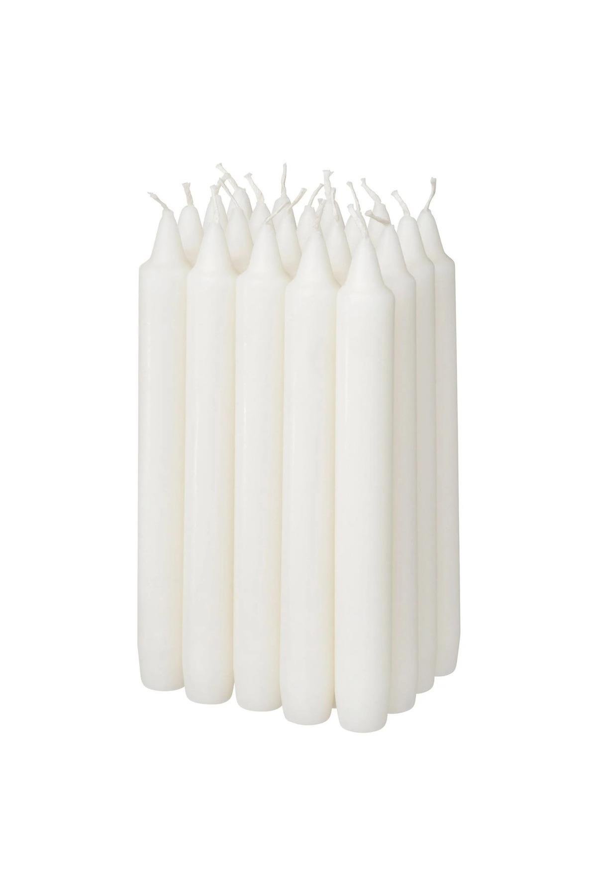 20 Adet Beyaz Şamdan Mumu Yükseklik 19 Cm
