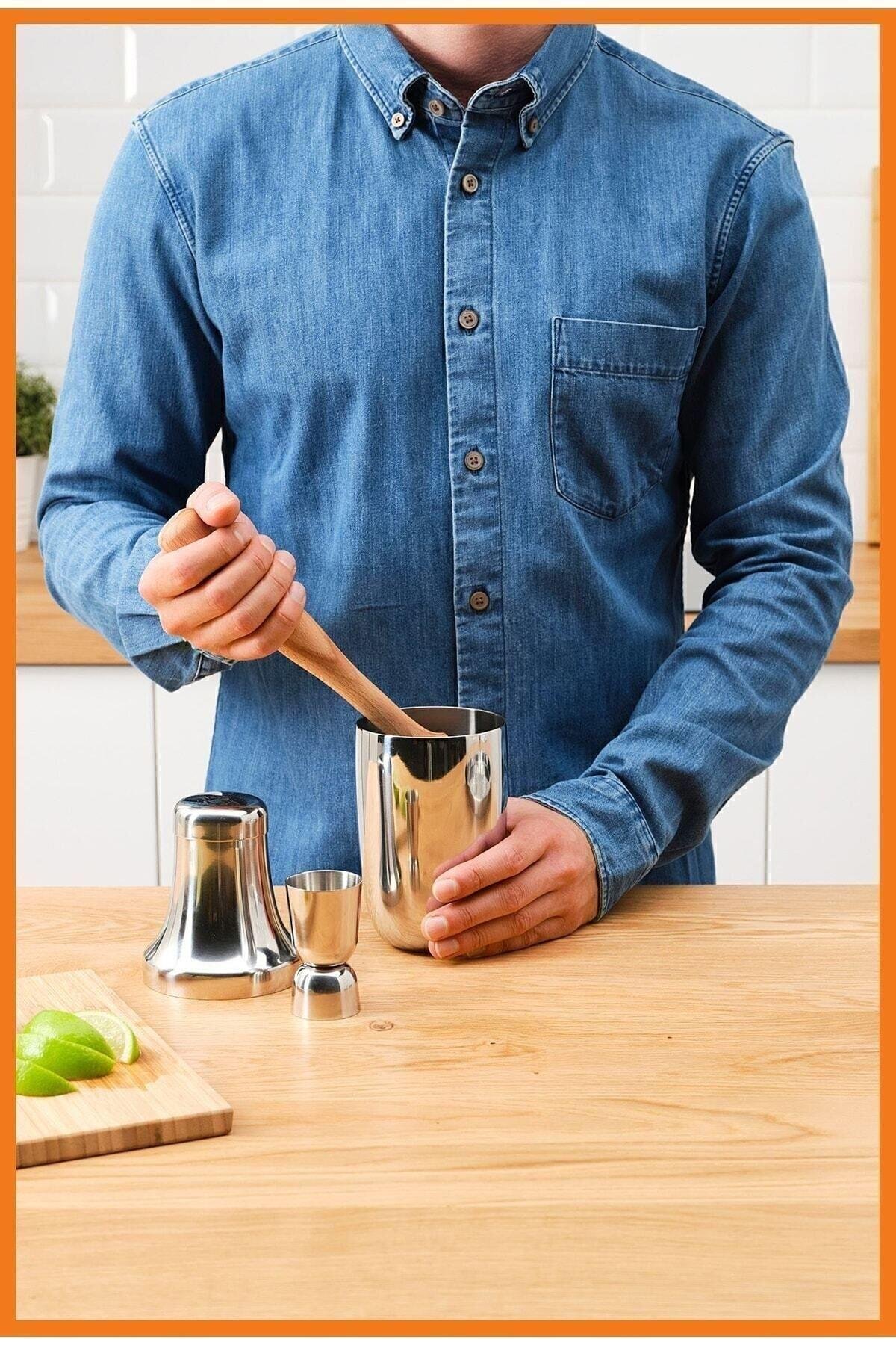 3 Parça Profesyonel Barmen Içecek Ikea Kokteyl Karıştırıcı Set Tokmak Ölçü Kabı