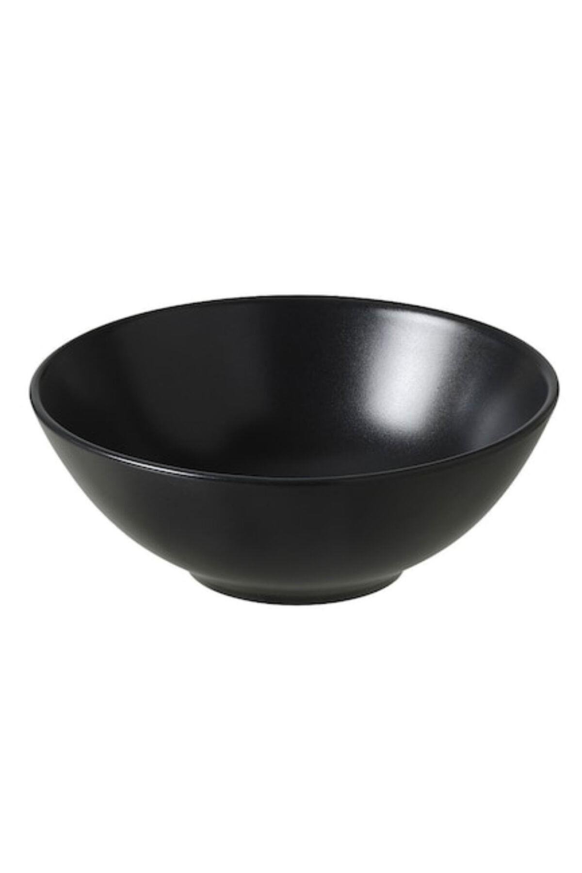 4 Lü Set Koyu Gri Stoneware Kase Çorba Salata Kasesi 16 Cm