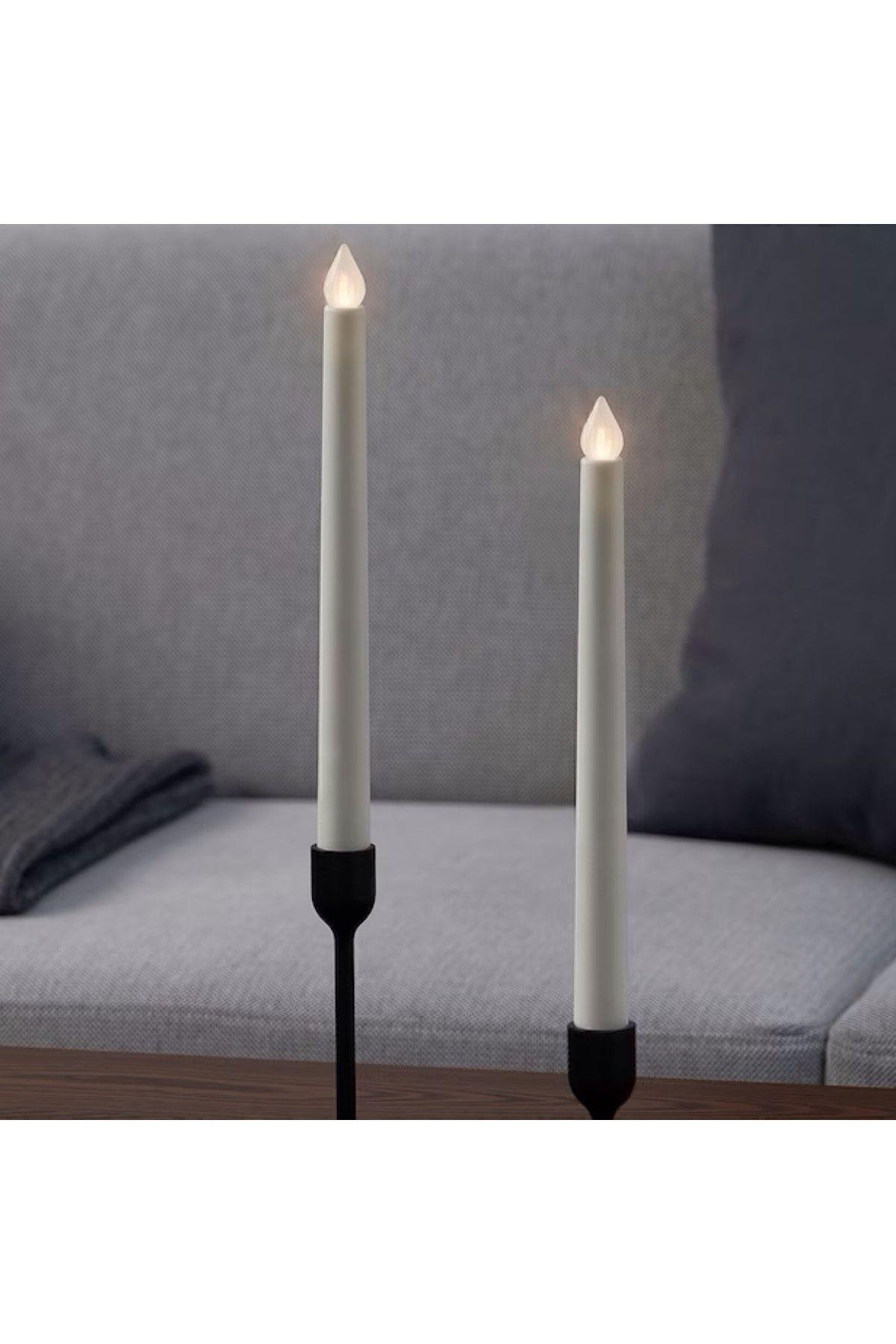 Adellövtrad 28 Cm 2 Adet Led Otomatik Yanan Mum Şamdan Mumu