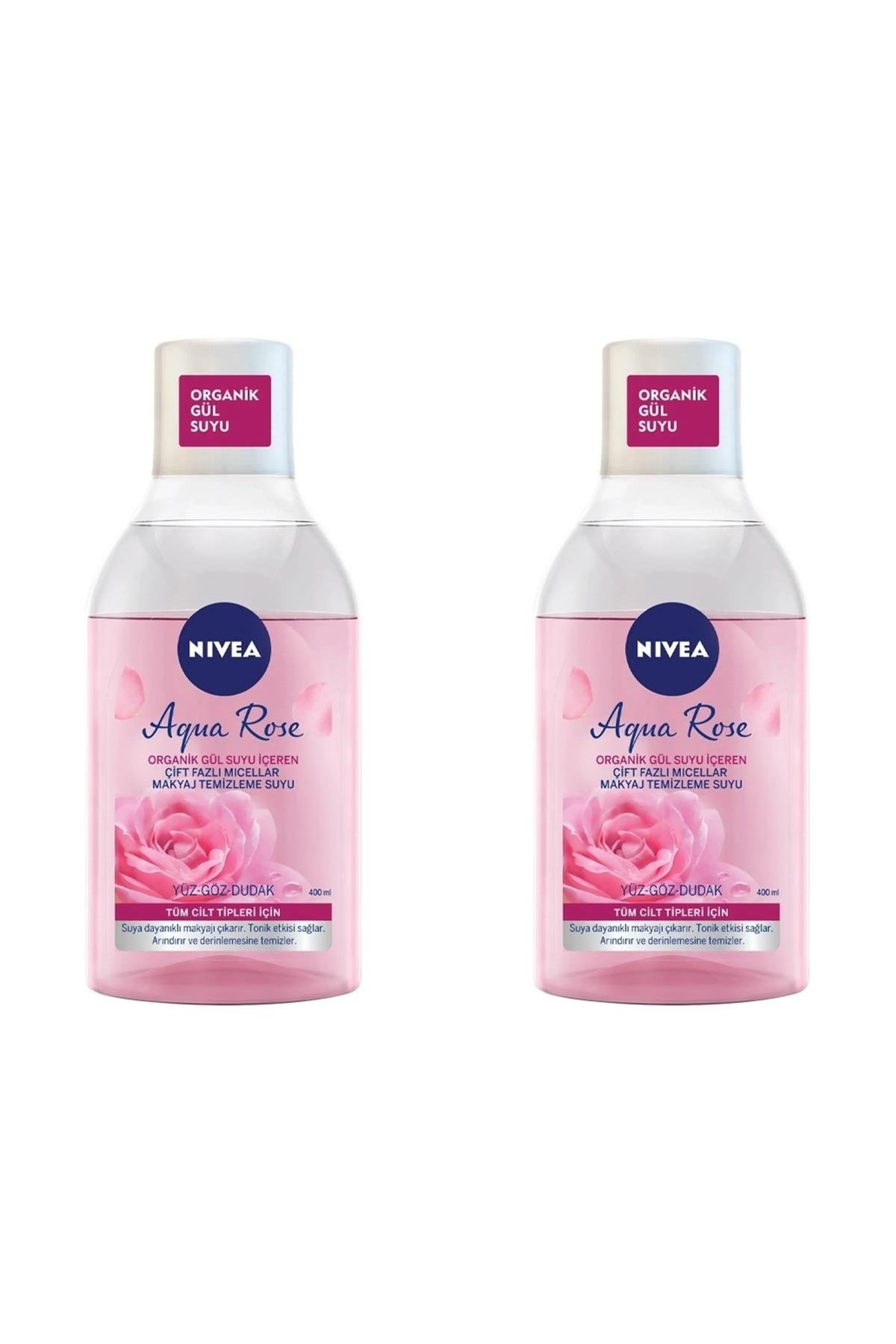 Aqua Rose Organik Gül Suyu Içeren Çift Fazlı Temizleme Suyu 400 Ml 2'Li